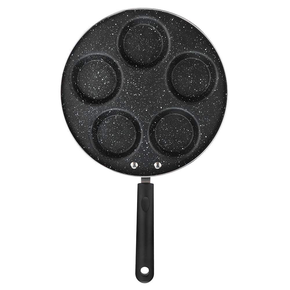 5 Round Hole Egg Poacher Frying Pan - Nonstick Breakfast Cookware for Perfect Poached Eggs | Ideal for Home Kitchen, Brunch & Healthy Cooking