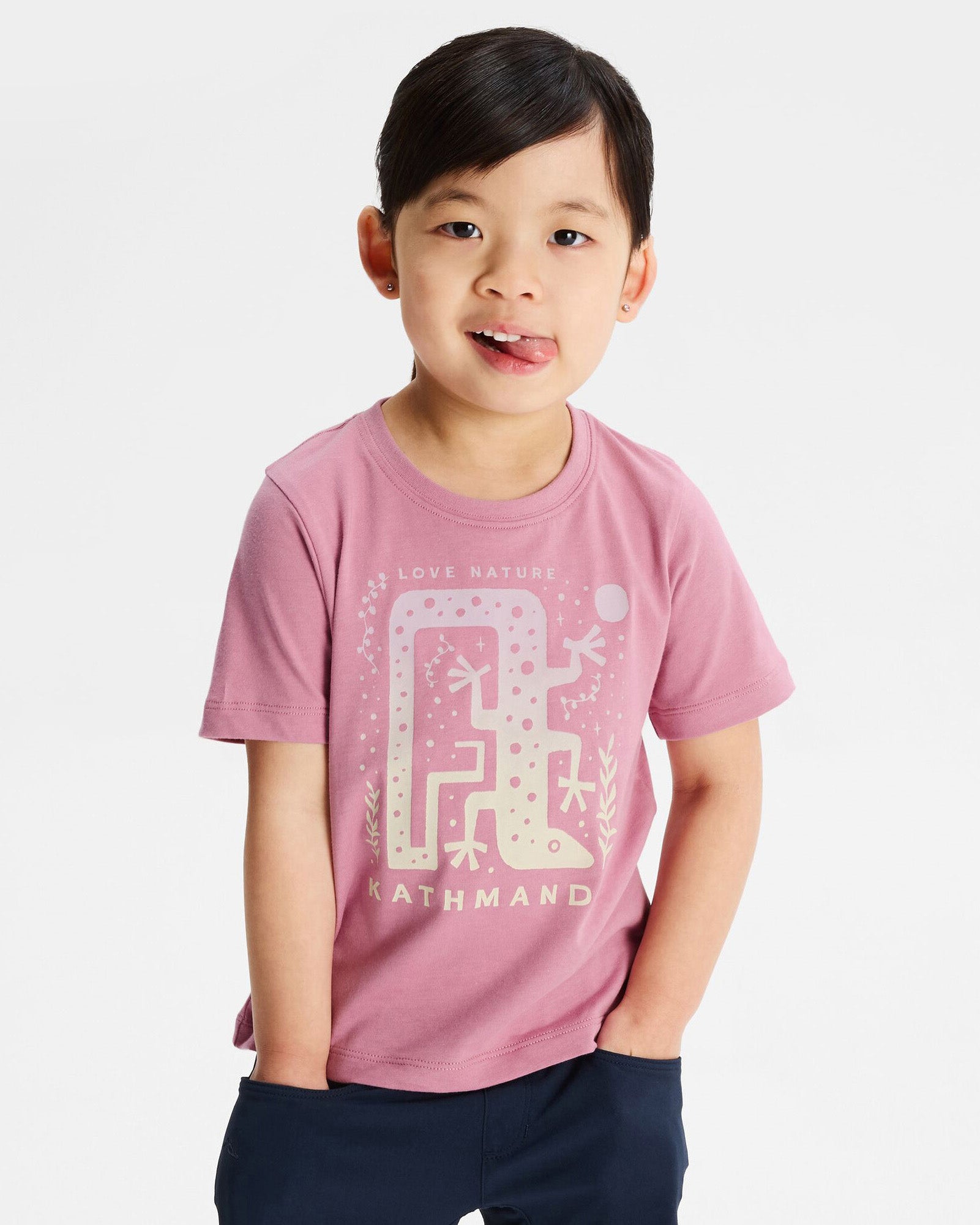 Organic Cotton Kids' Geo Skink T-Shirt in Orchid - Soft & Comfortable Playwear for Boys & Girls - Perfect for School, Playdates & Outdoor Activities