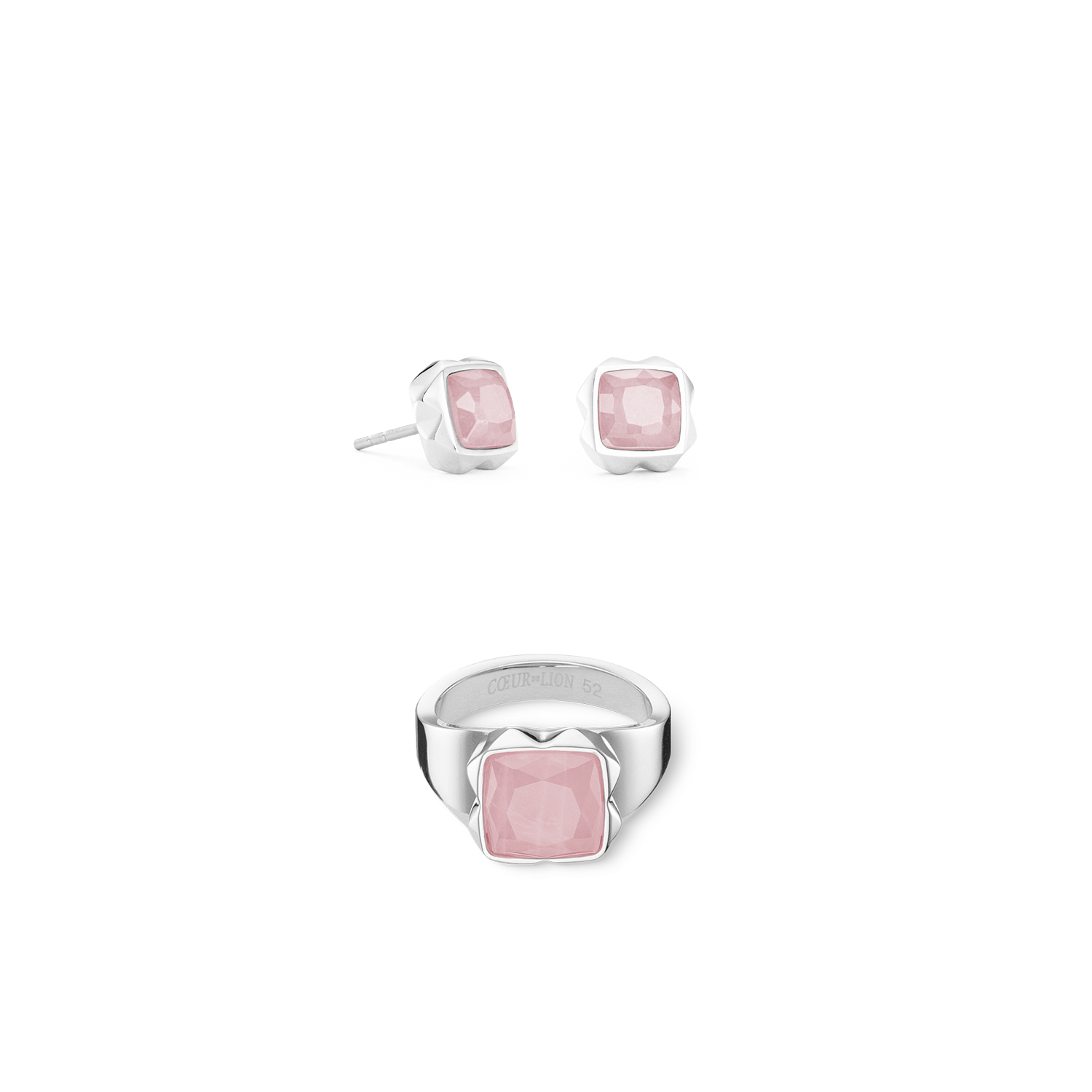Rose Quartz Silver Pink Square Ring Spikes - Elegant Jewelry for Women, Perfect for Parties, Weddings & Everyday Wear