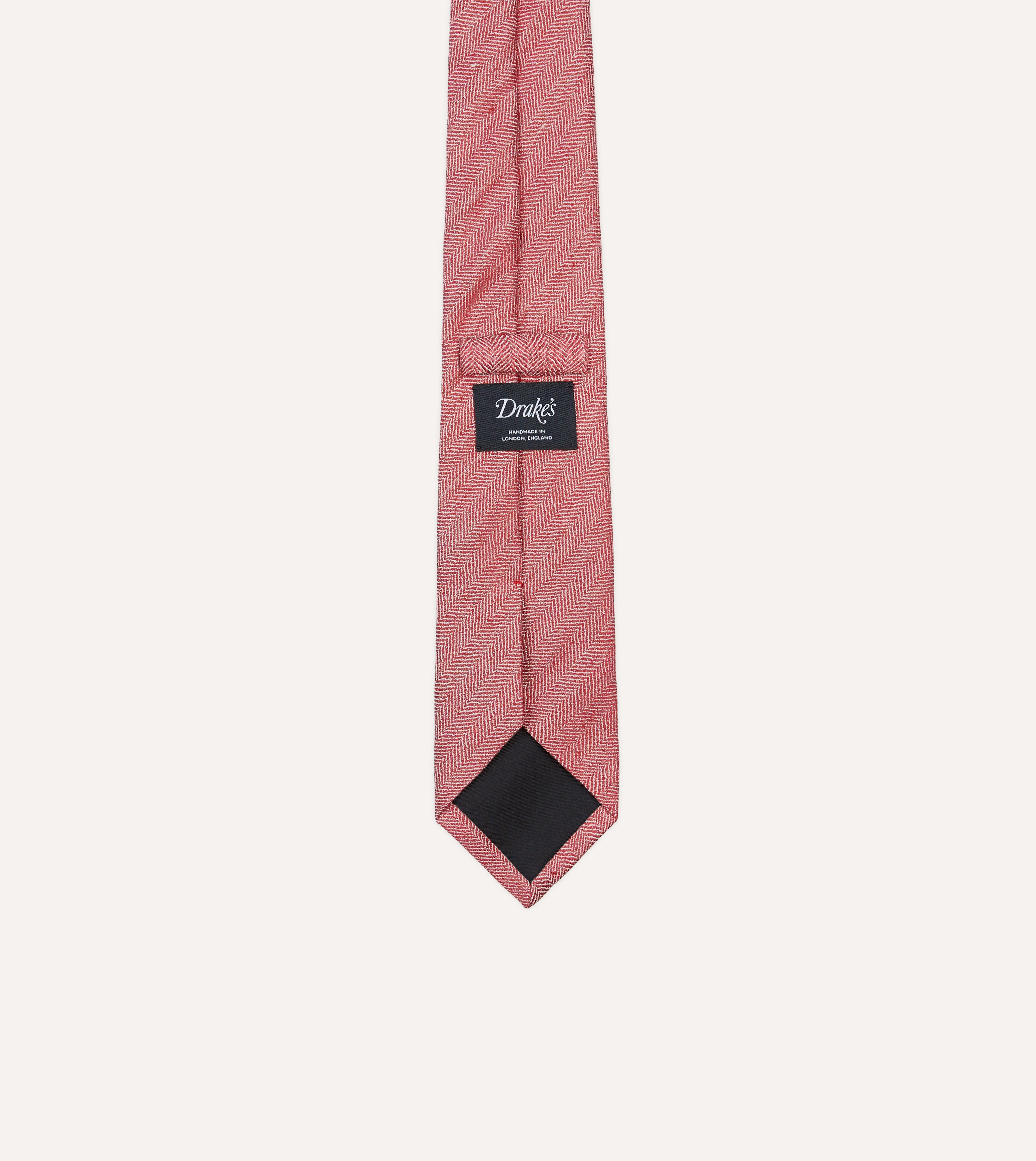 Premium Red & Ecru Herringbone Linen Silk-Tipped Necktie for Men - Elegant Formal Wear for Weddings, Business Meetings & Special Occasions