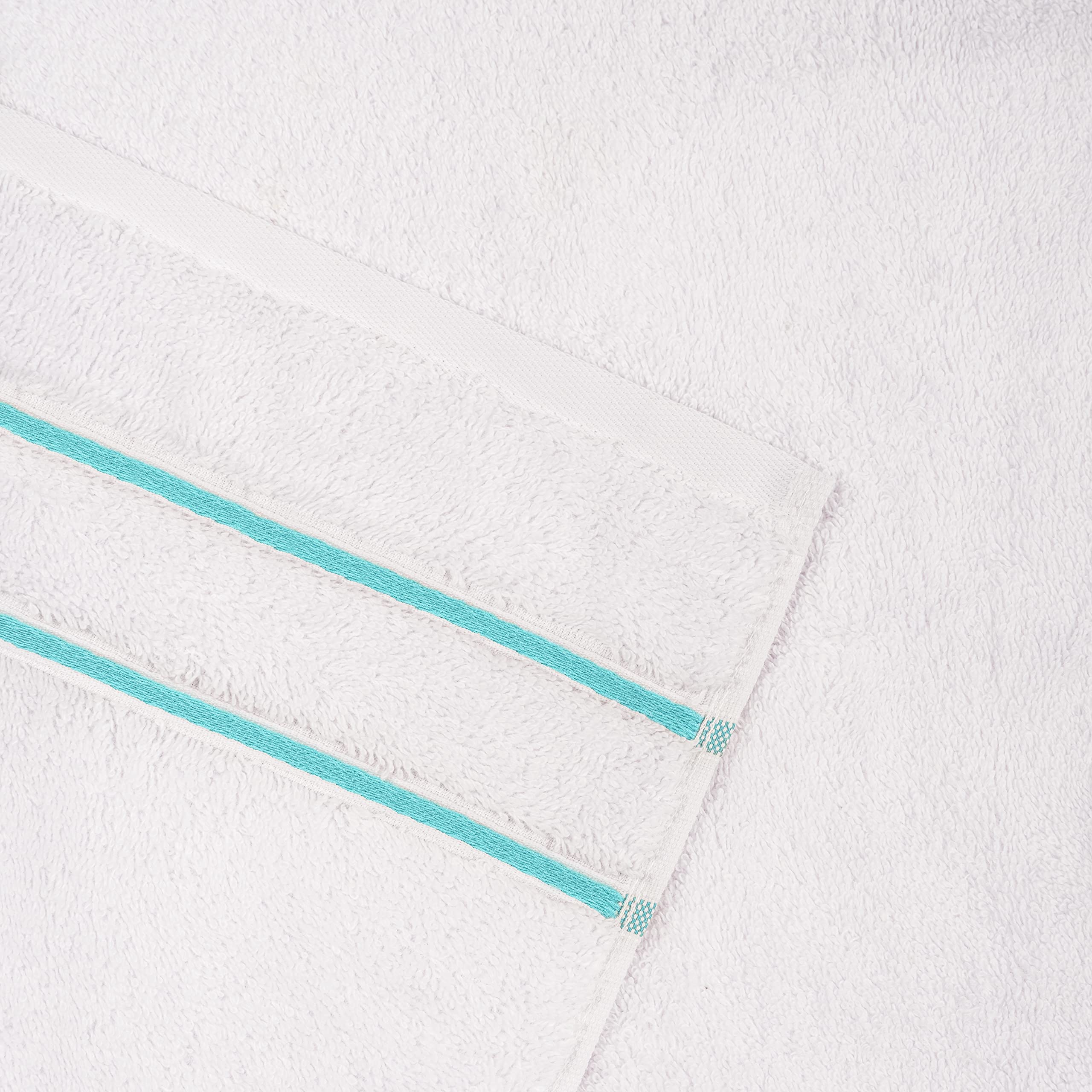 4 Pack Premium White Washcloths - 100% Turkish Cotton Face & Hand Towels for Bathroom, Kitchen & Spa - Soft & Absorbent Small Towels - Perfect for Skincare, Makeup Removal & Gentle Cleansing (Turquoise Blue)