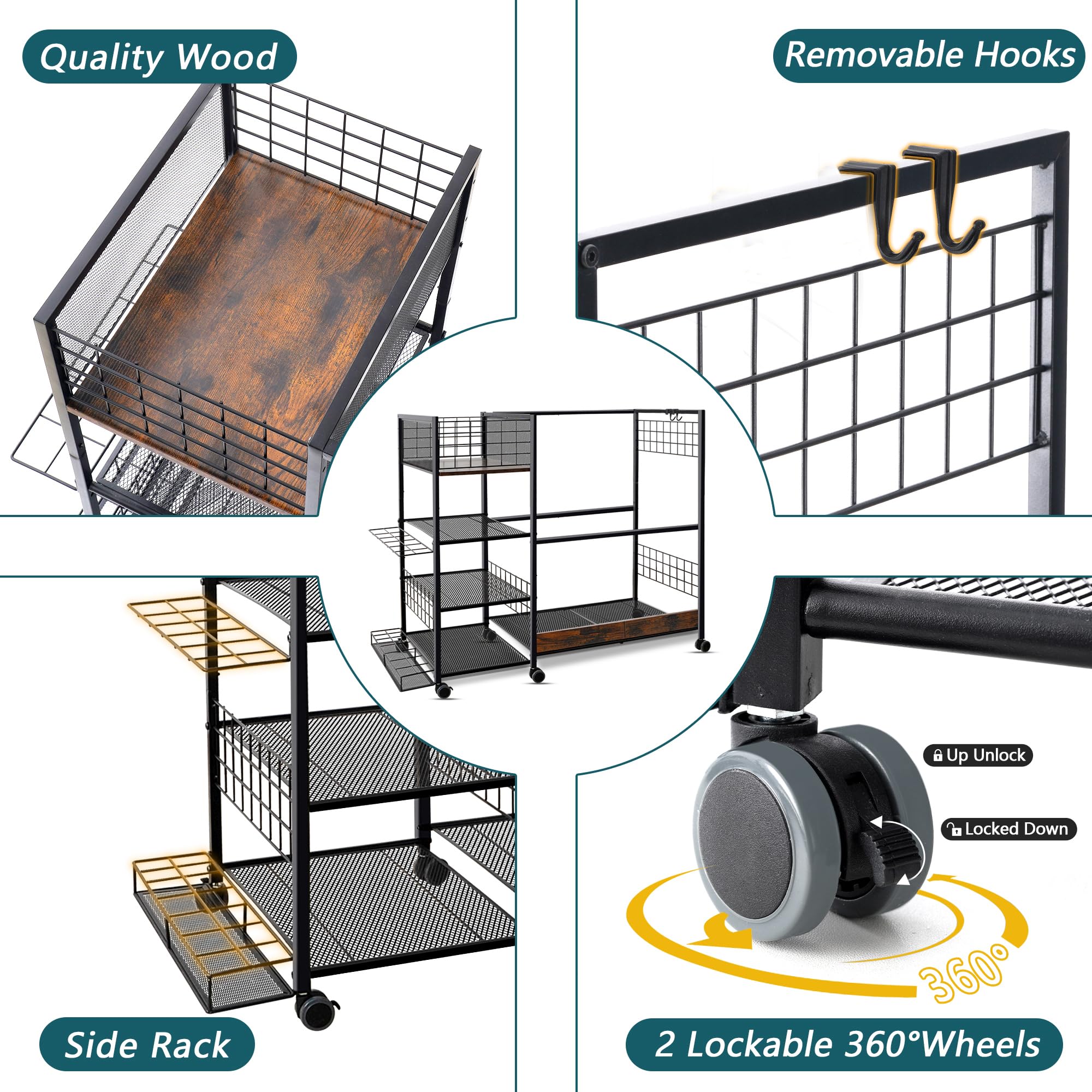 Premium Golf Bag Organizer for Garage - Heavy Duty Golf Storage Rack with 2 Hooks Holds 2 Golf Bags - Golf Club Holder & Accessories Organizer for Men & Women - Perfect for Home, Garage, or Club Storage