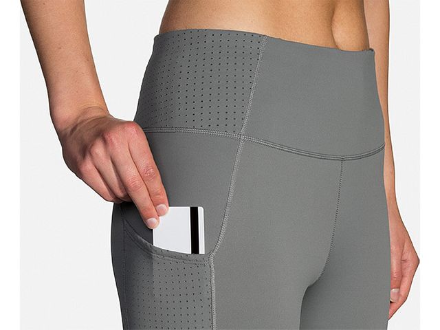 Brooks Method 1/2 Crop Tights for Women - XS Gray with Drawstring Waist | Yoga, Running & Workout Leggings