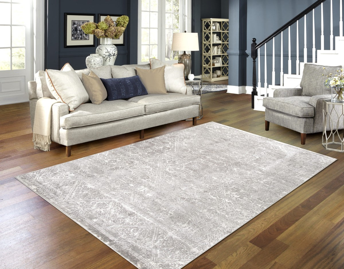 8x11 Grey Area Rug - Soft Plush Living Room Carpet for Bedroom, Home Decor & Cozy Floor Covering