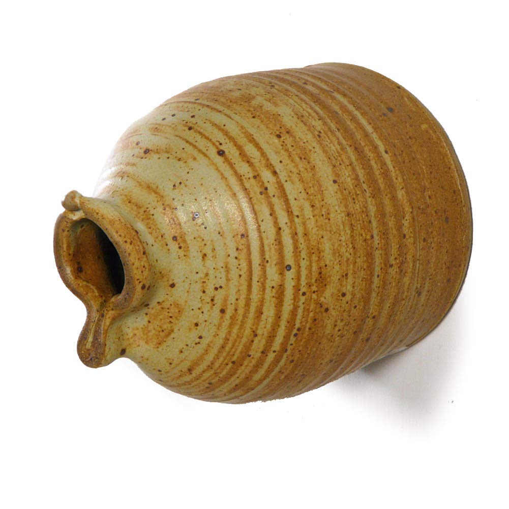 American Handmade Stoneware Peek-a-Boo Birdhouse Bottle in Butternut Color - Perfect for Garden Decor and Bird Watching