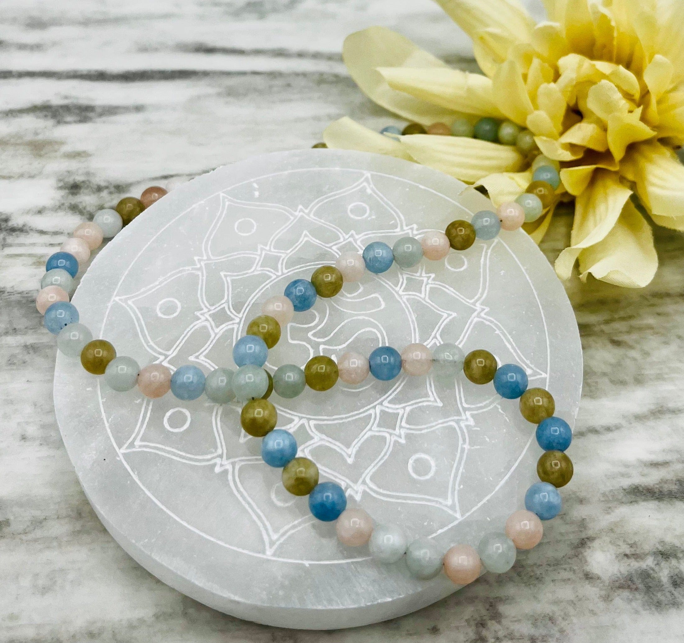 Aquamarine & Morganite Beaded Necklace for Women - Elegant Gemstone Jewelry for Wedding, Party & Everyday Wear