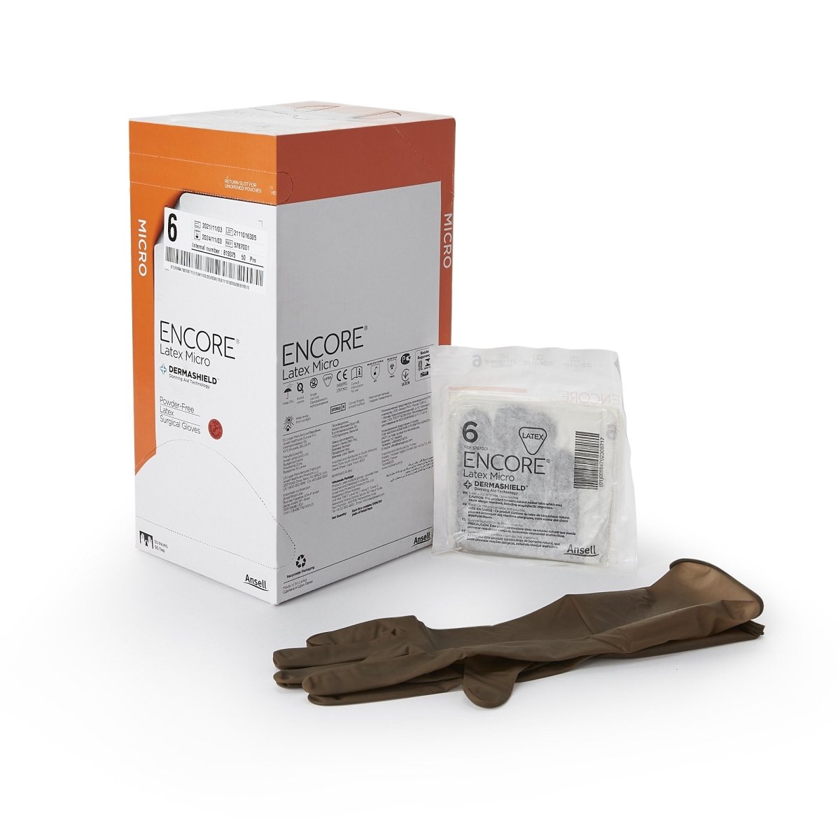 Encore Latex Micro Surgical Gloves - Powder-Free, Disposable, Comfort Fit for Medical, Dental, Tattoo & Laboratory Use