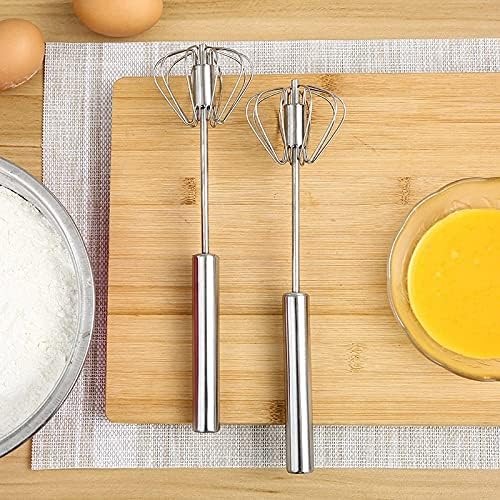 Florisca® Stainless Steel Hand Push Whisk - Semi-Automatic Egg Beater & Milk Frother for Baking, Cooking & Coffee Making - Perfect for Mixing, Whisking & Blending Eggs, Batter & Milk Foam