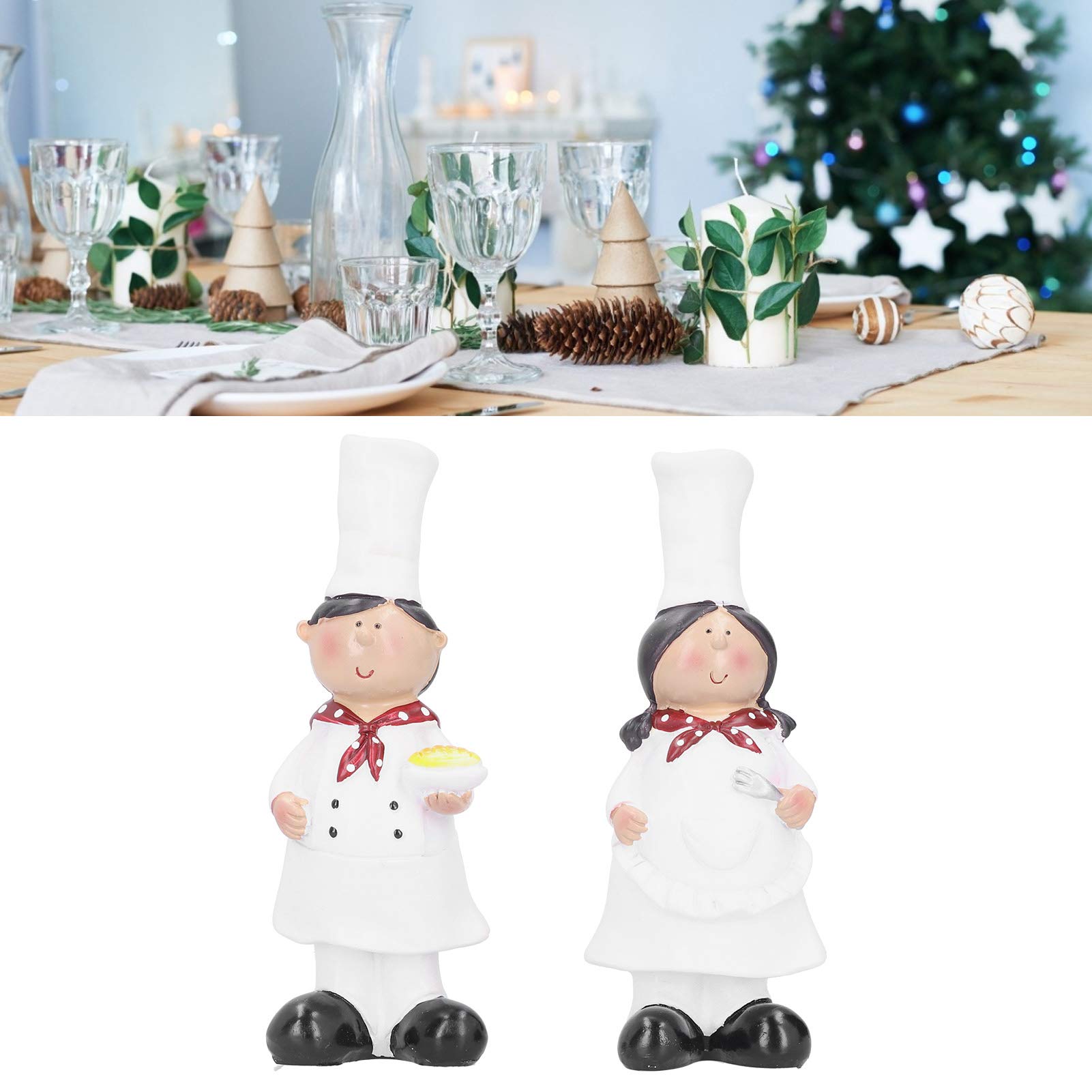 Chef Figurines for Kitchen Decor - Resin Couple Chef Statue Set, Beautiful & Practical Home Decoration for Kitchen, Bar, Cabinet, Bakery - Perfect Gift for Cooking Enthusiasts & Restaurant Owners