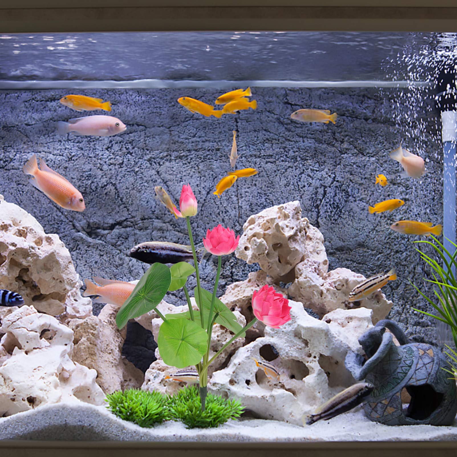 Balacoo 3PCS Realistic Artificial Lotus Decor for Fish Tanks - Lifelike PVC Plastic Water Lily & Leaf Set - Perfect for Aquarium, Betta Fish Bowl & Underwater Botanical Scenery