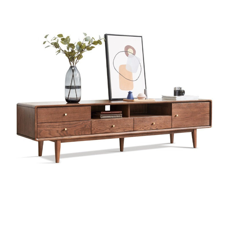 Stylish Oak Solid Wood Modern TV Stand - Nordic Design for Living Room & Entertainment Center | Perfect for 55-75 Inch TVs