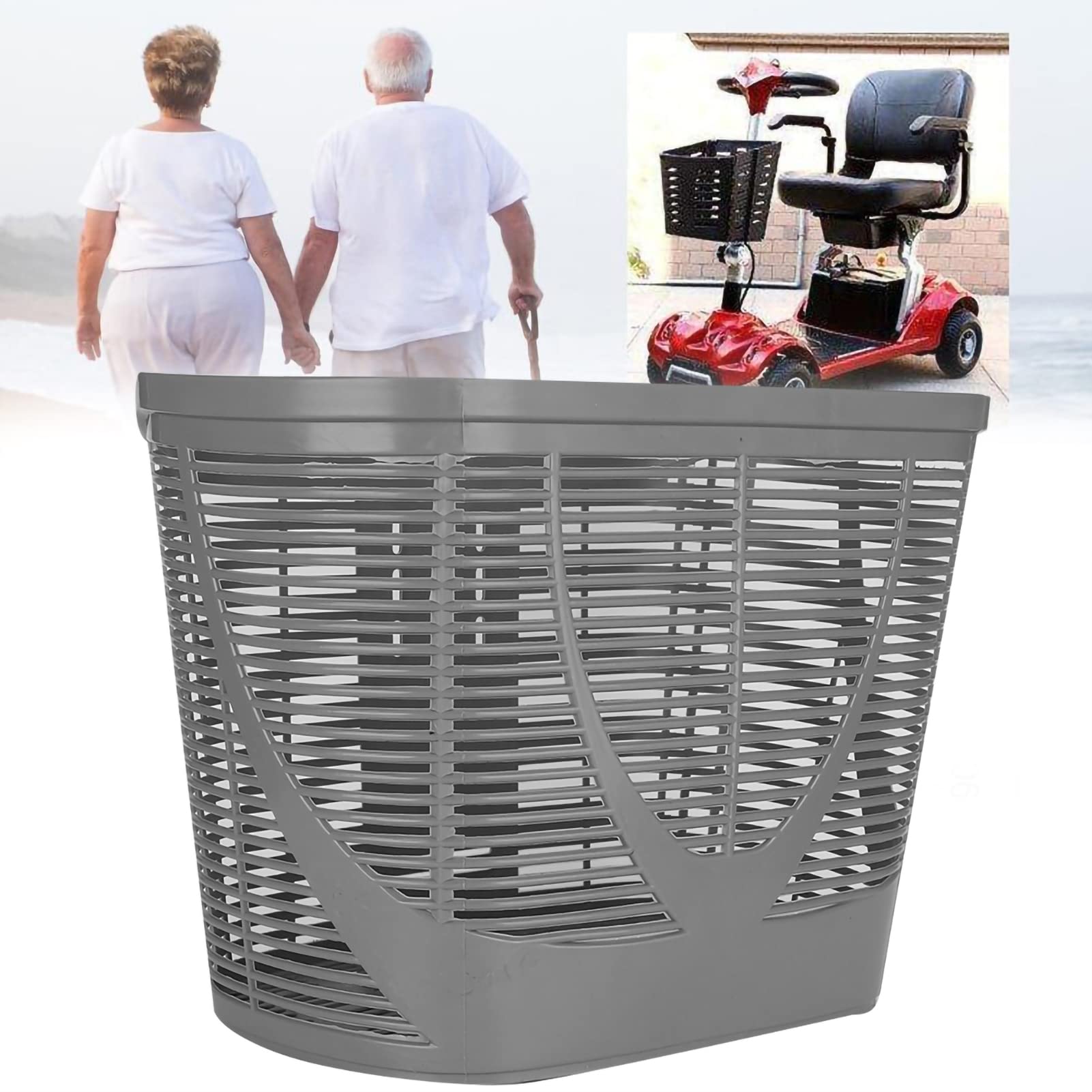 Electric Scooter Basket - Black Plastic Rear Basket with Mounting Screw for Mobility Scooters & Wheelchairs | Durable Oval Storage Accessory for Groceries, Shopping & Daily Essentials