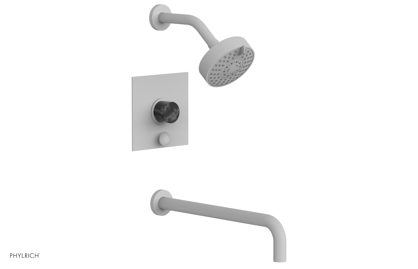 BASIC II 14 Pressure Balance Tub and Shower Set in Black Marble - 230S 28 14 Model | Perfect for Modern Bathroom Renovations & Spa-Like Shower Experiences