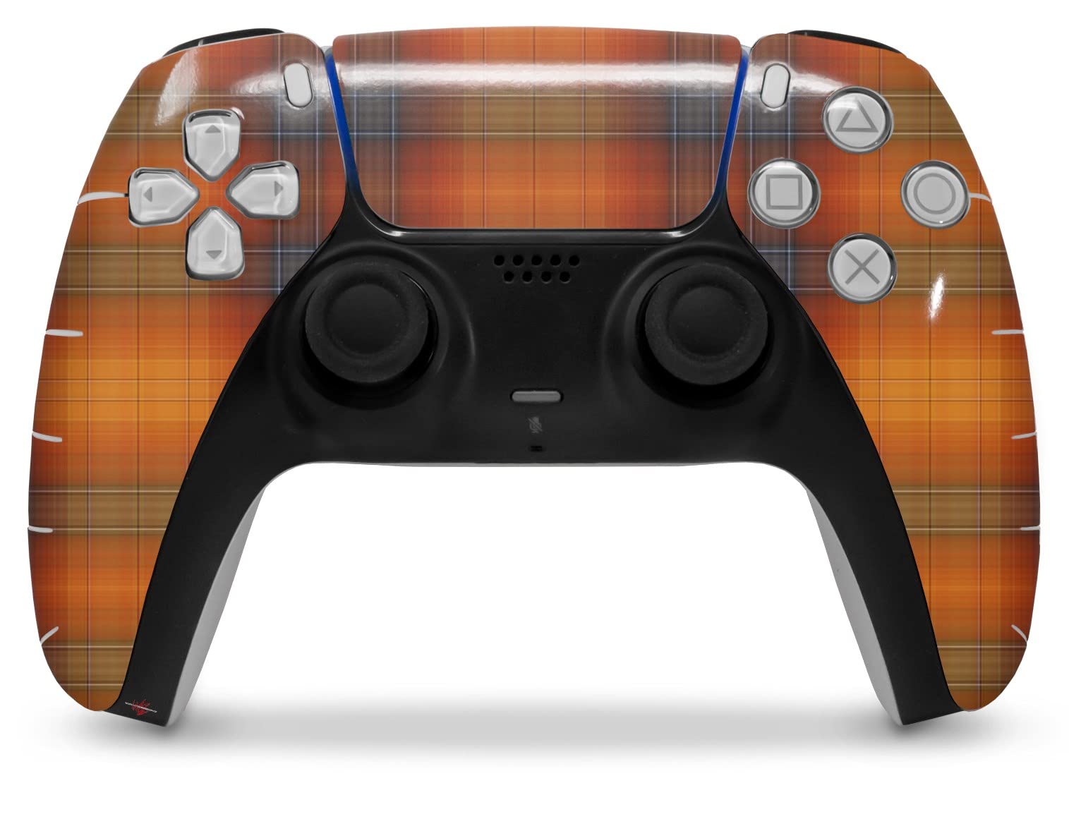 PS5 DualSense Controller Skin Wrap - Plaid Pumpkin Orange for Gaming Protection