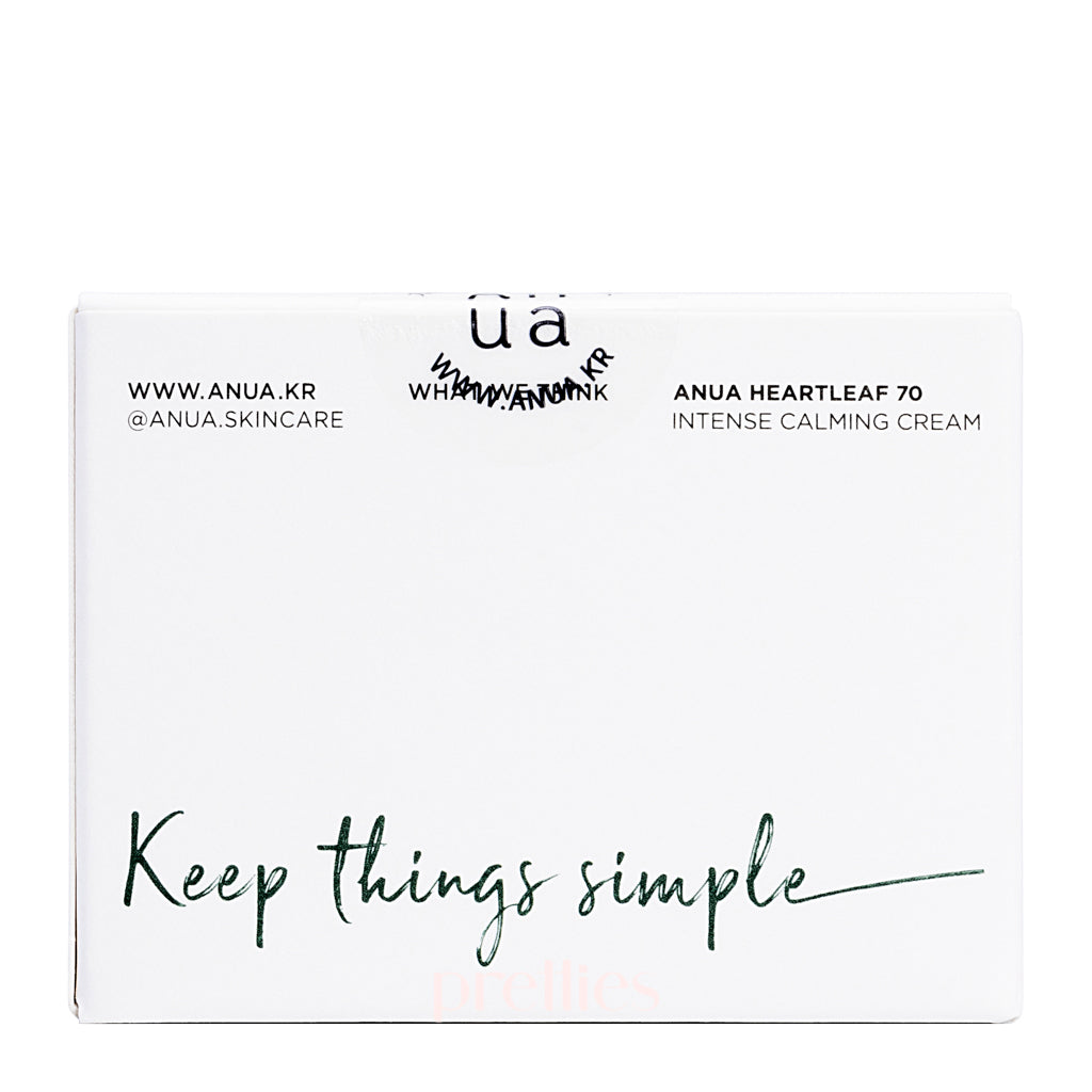 ANUA Heartleaf 70% Intense Calming Cream 50ml - Soothing Face Moisturizer for Sensitive Skin, Redness Relief & Hydration - Perfect for Daily Skincare Routine & Post-Treatment Care