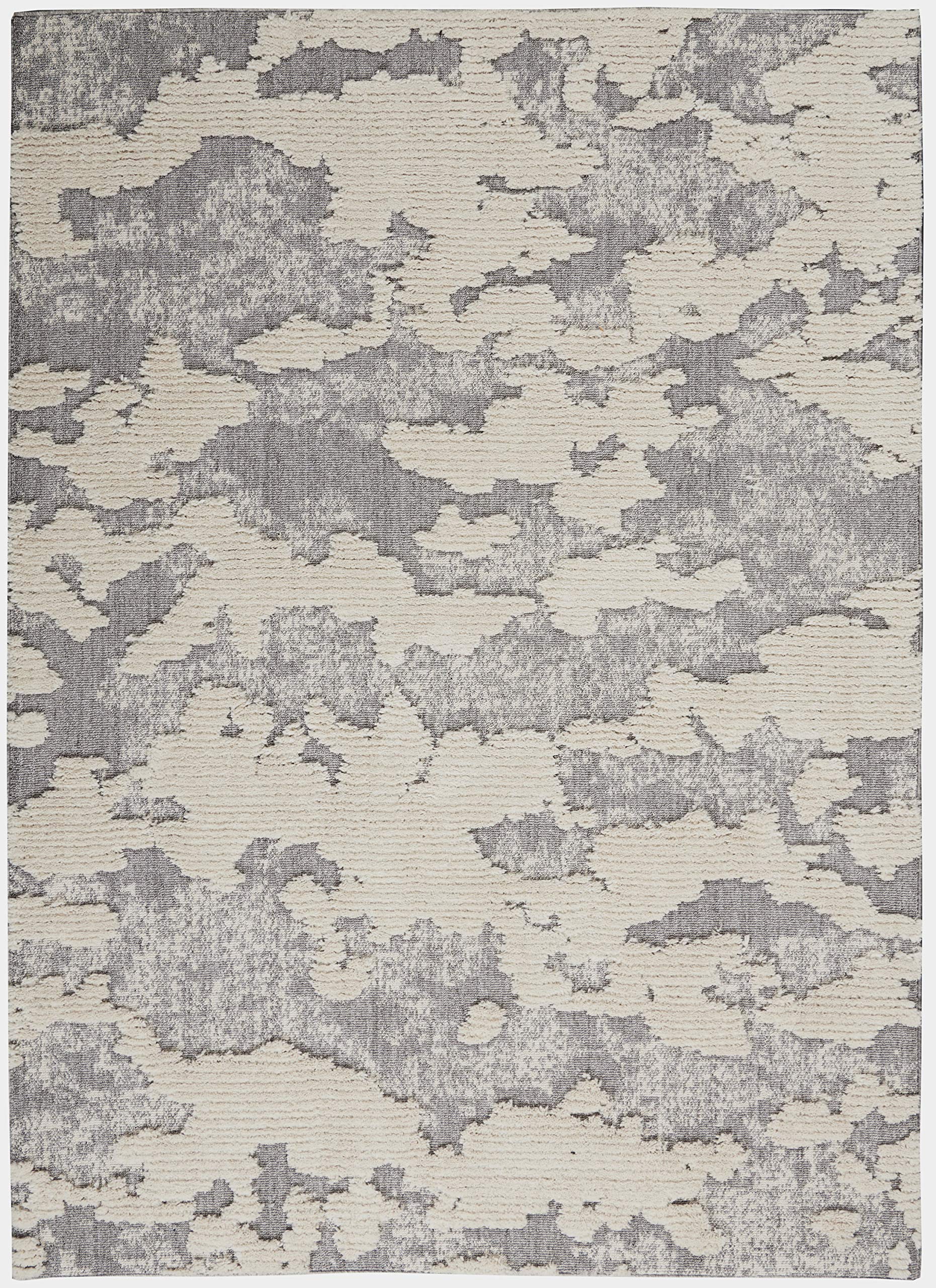 Nourison Textured Contemporary Abstract Ivory/Grey 4' x 6' Area Rug - Easy to Clean, Non-Shedding, Soft & Durable - Perfect for Bedroom, Living Room, Dining Room & Kitchen Decor (4x6)