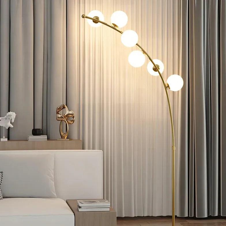 Modern White Multi Ball Arched Floor Lamp - Stylish Lighting for Living Room, Bedroom & Office Decor