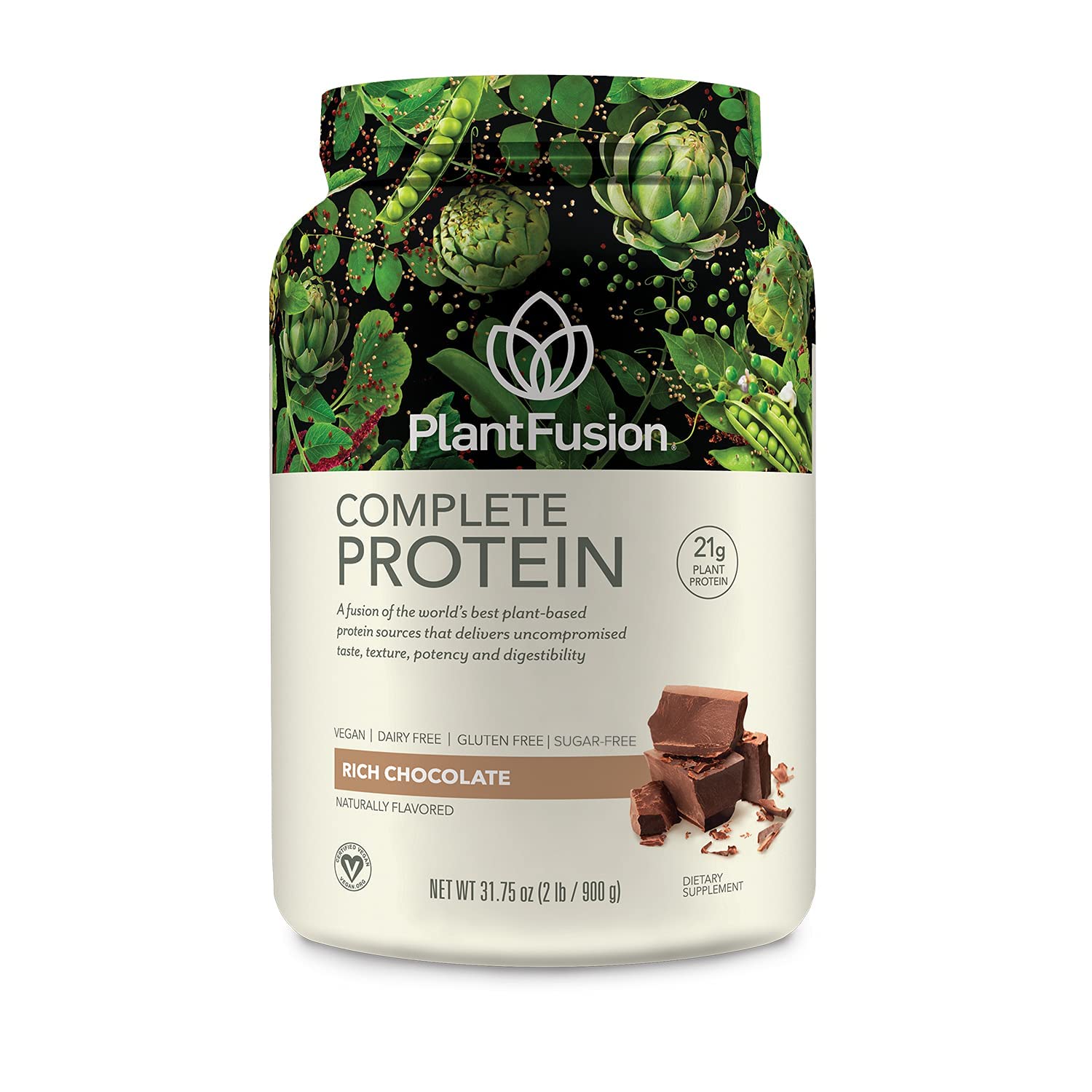 PlantFusion Complete Plant-Based Pea Protein Powder Bundle - Non-GMO, Vegan, Dairy-Free, Gluten-Free, Soy-Free, Allergy-Friendly with Digestive Enzymes - Vanilla Bean & Chocolate Flavors (2lb) | Perfect for Post-Workout Recovery, Smoothies & Healthy Meal Replacement