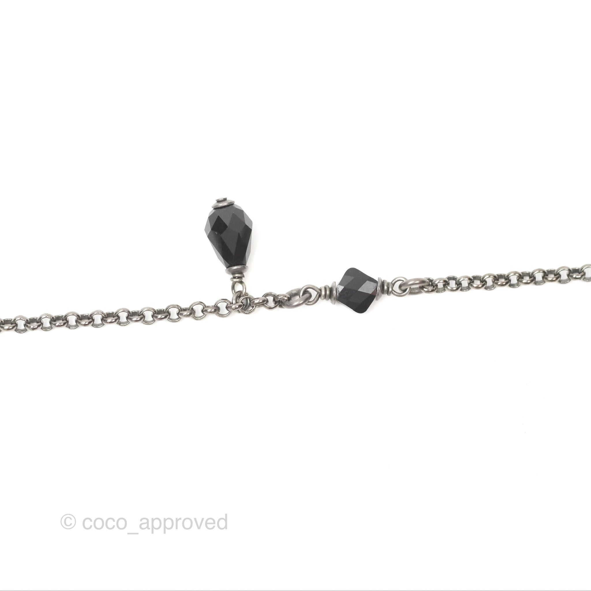 Chanel Black Resin CC Logo Necklace in Ruthenium Tone - Elegant 18S Fashion Jewelry for Women, Perfect for Parties, Date Nights & Special Occasions
