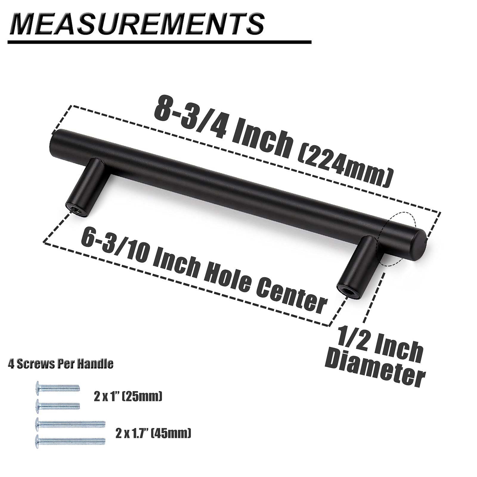 Probrico 15 Pack Black Cabinet Pulls 6-3/10