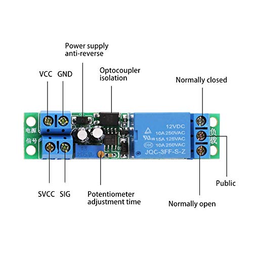 12V DC Adjustable Delay Timer Relay Switch Module (0-25 Sec) with Opto-Coupler Isolation - On/Off Control for Automotive, Home Automation & DIY Electronics Projects