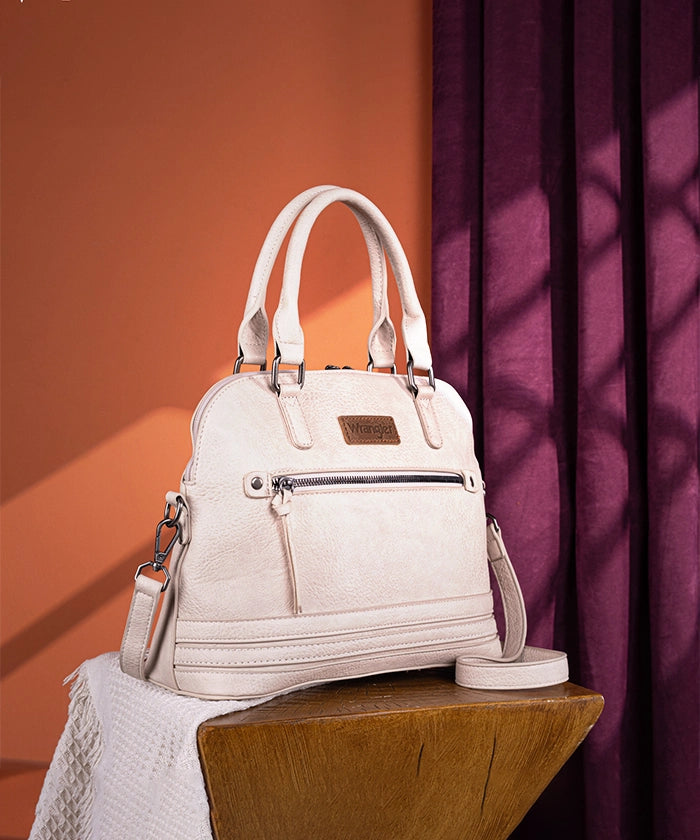 Wrangler Dome Satchel Crossbody Bag for Women & Men - Durable Leather Shoulder Bag - Perfect for Travel, Work & Everyday Use