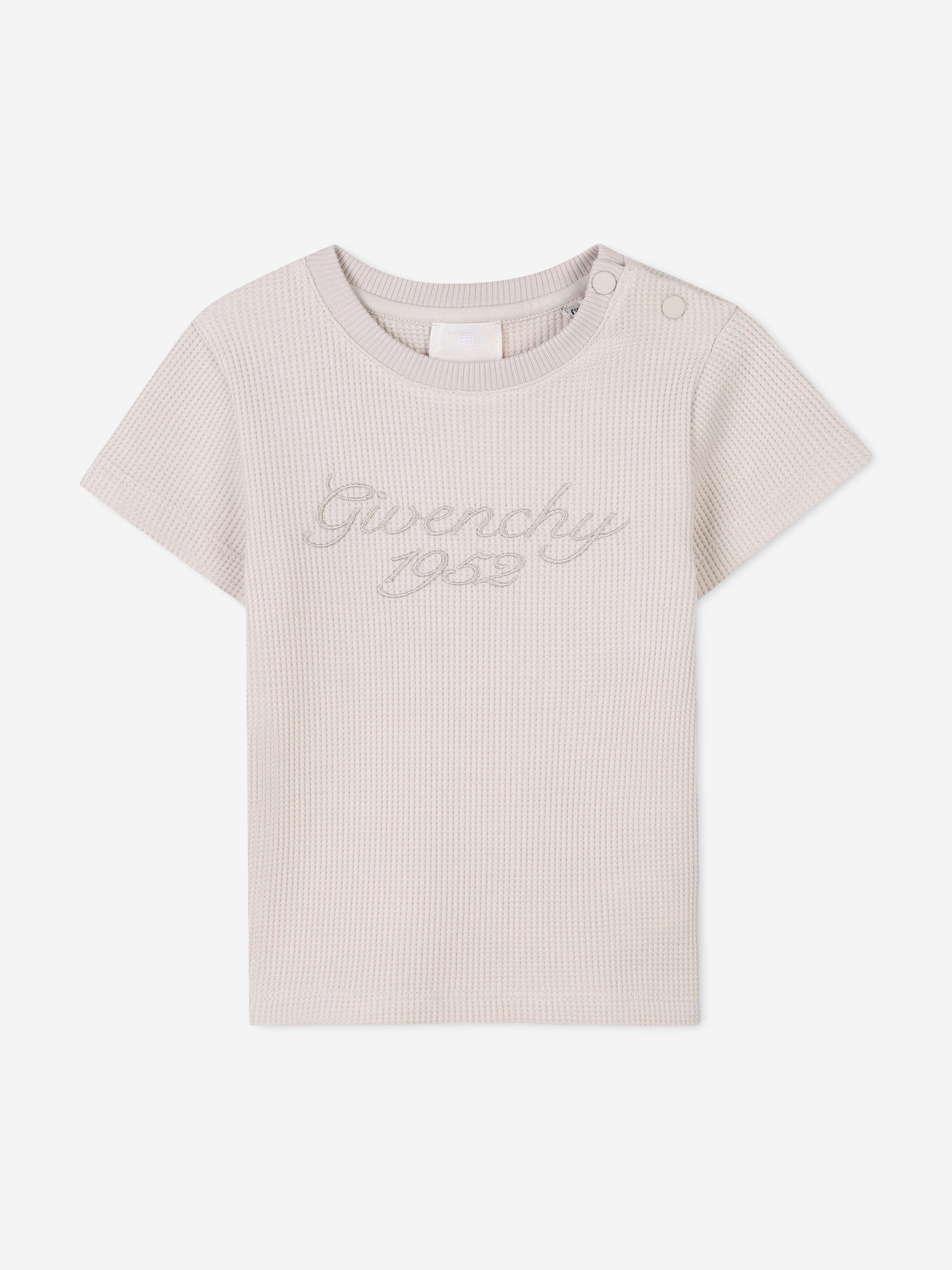 Baby Boys Signature Print T-Shirt in Beige - Soft Cotton Casual Tee for Toddlers | Perfect for Playdates, Family Outings & Everyday Wear