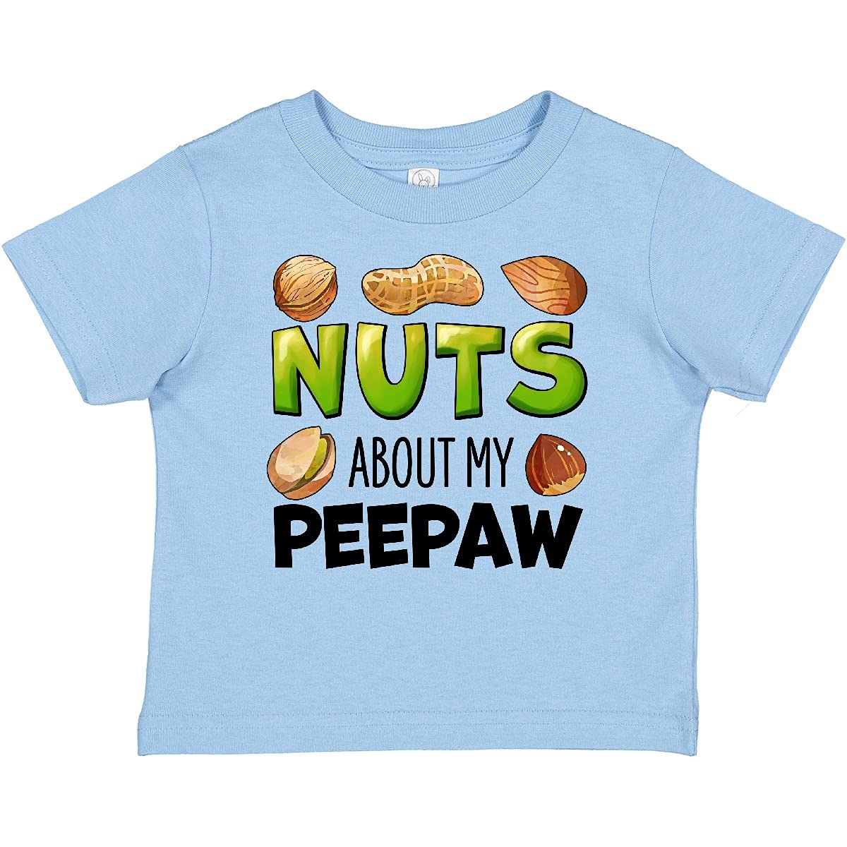 Inktastic Nuts About My Peepaw Peanut Almond Pistachio Baby T-Shirt - Cute Funny Family Matching Outfit for Grandparents Day, Father's Day & Casual Wear