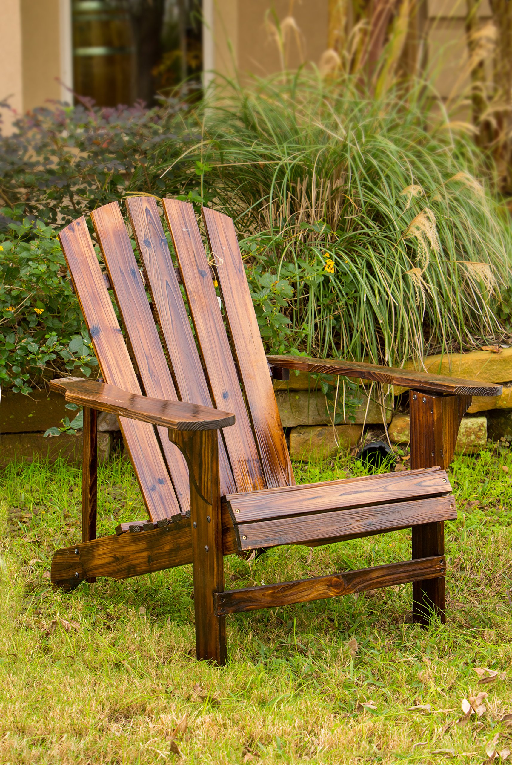 Premium Leigh Country Char-Log Adirondack Chair - Heavy Duty Solid Wood Outdoor Furniture for Patio, Garden, Poolside & Backyard Relaxation