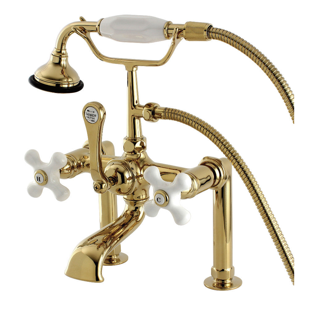 Kingston Brass AE111T0 Aqua Vintage Deck Mount Clawfoot Tub Faucet - Antique Style Bathroom Fixture for Classic & Modern Bathrooms