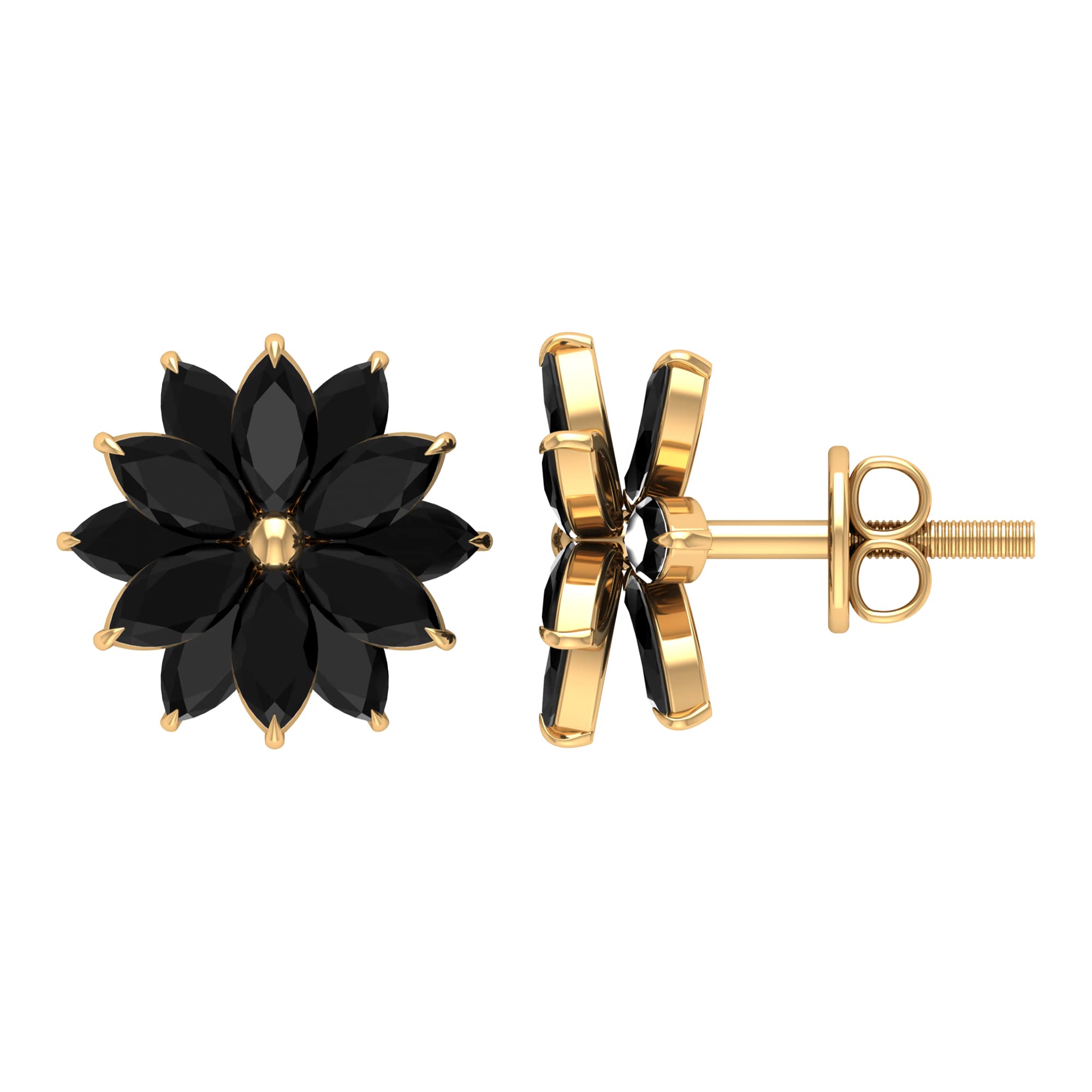 Black Onyx Floral Stud Earrings for Women - December Birthstone Jewelry, Elegant Birthday Gift for Her - Perfect for Parties, Weddings & Everyday Wear