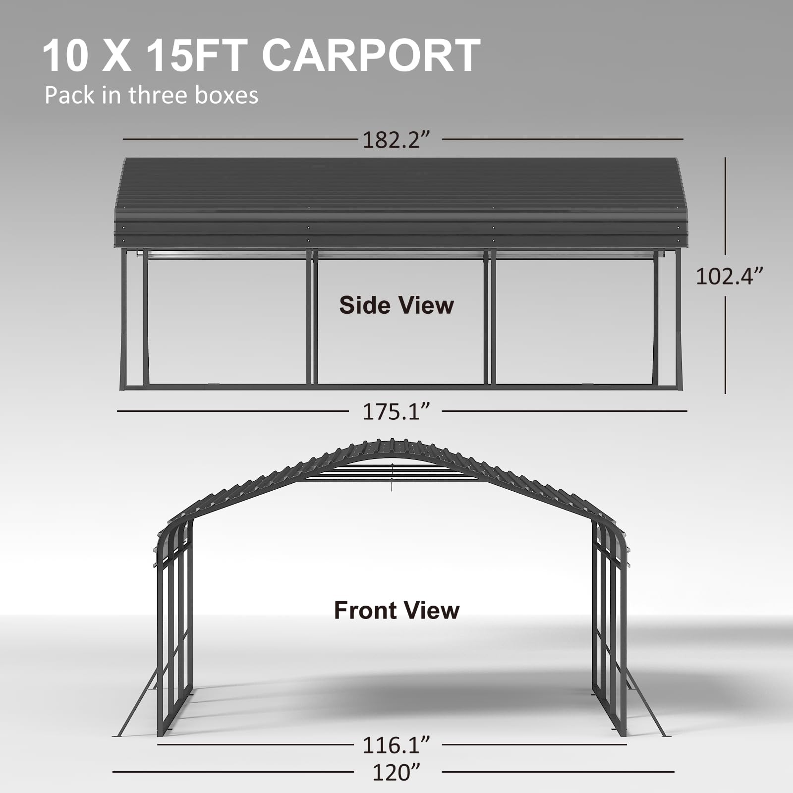 10x15 FT Heavy Duty Metal Carport Canopy - Galvanized Steel Roof & All-Metal Frame - Outdoor Car Shelter for Cars, Trucks, Boats & RV Protection - Weatherproof Garage Alternative for Home, Farm & Commercial Use