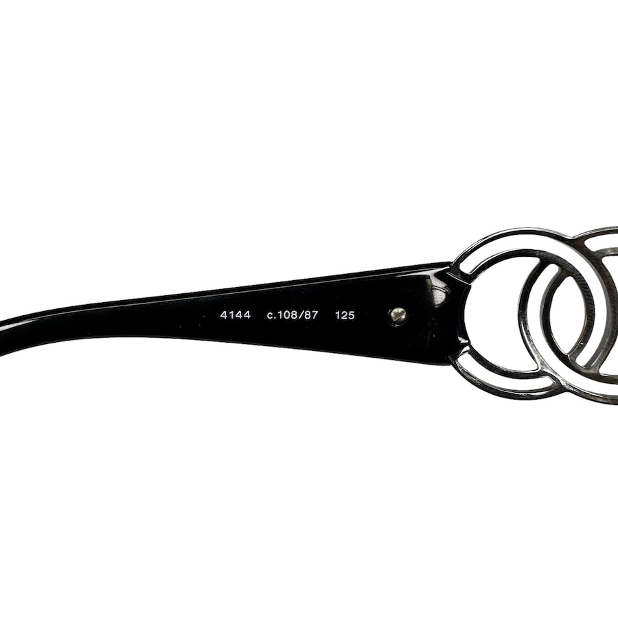 Chanel CC Logo Black Shield Rimless Sunglasses for Women - UV Protection, Fashionable & Lightweight for Outdoor, Beach, and Driving
