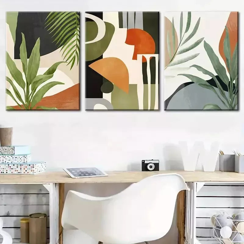 3-Piece Tropical Plant Abstract Landscape Wall Art Set - Framed Canvas 50x70cm | High Quality Print | 100% Australian Made | Ready to Hang | Perfect for Living Room, Bedroom & Office Decor