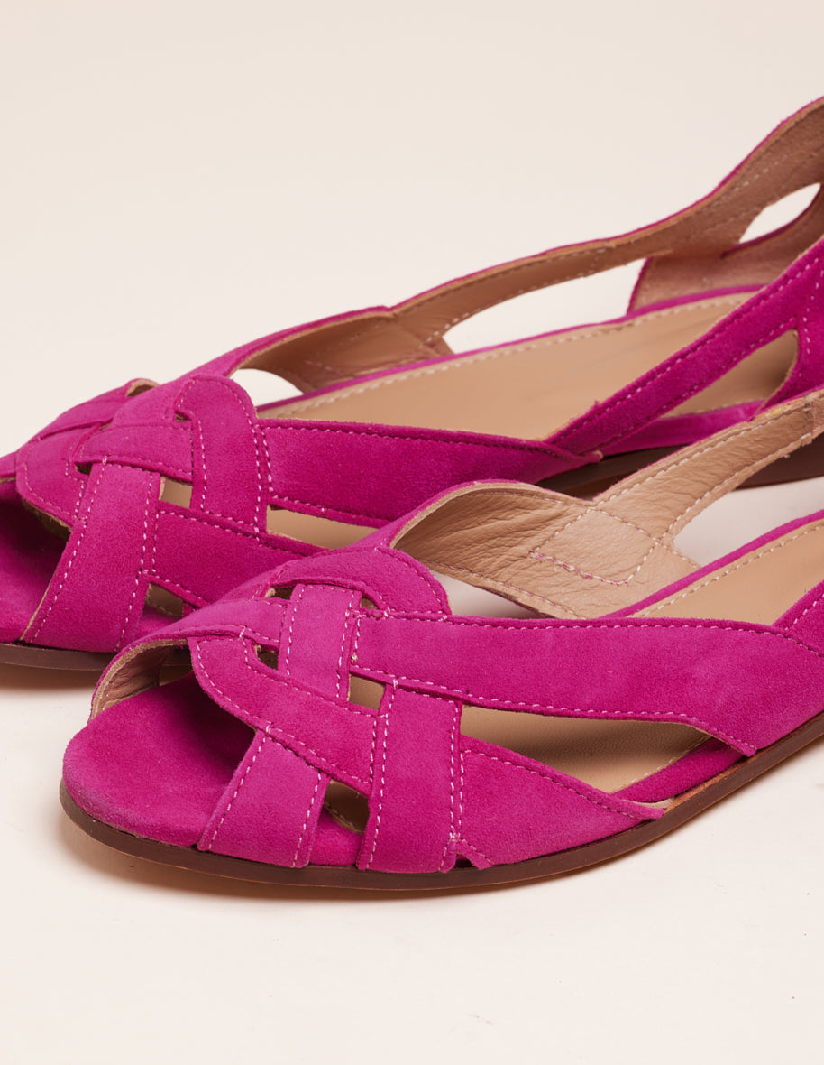 Fuchsia Suede Clementine Sandals for Women - Comfortable & Stylish Summer Slide Sandals for Beach, Pool, and Casual Outings