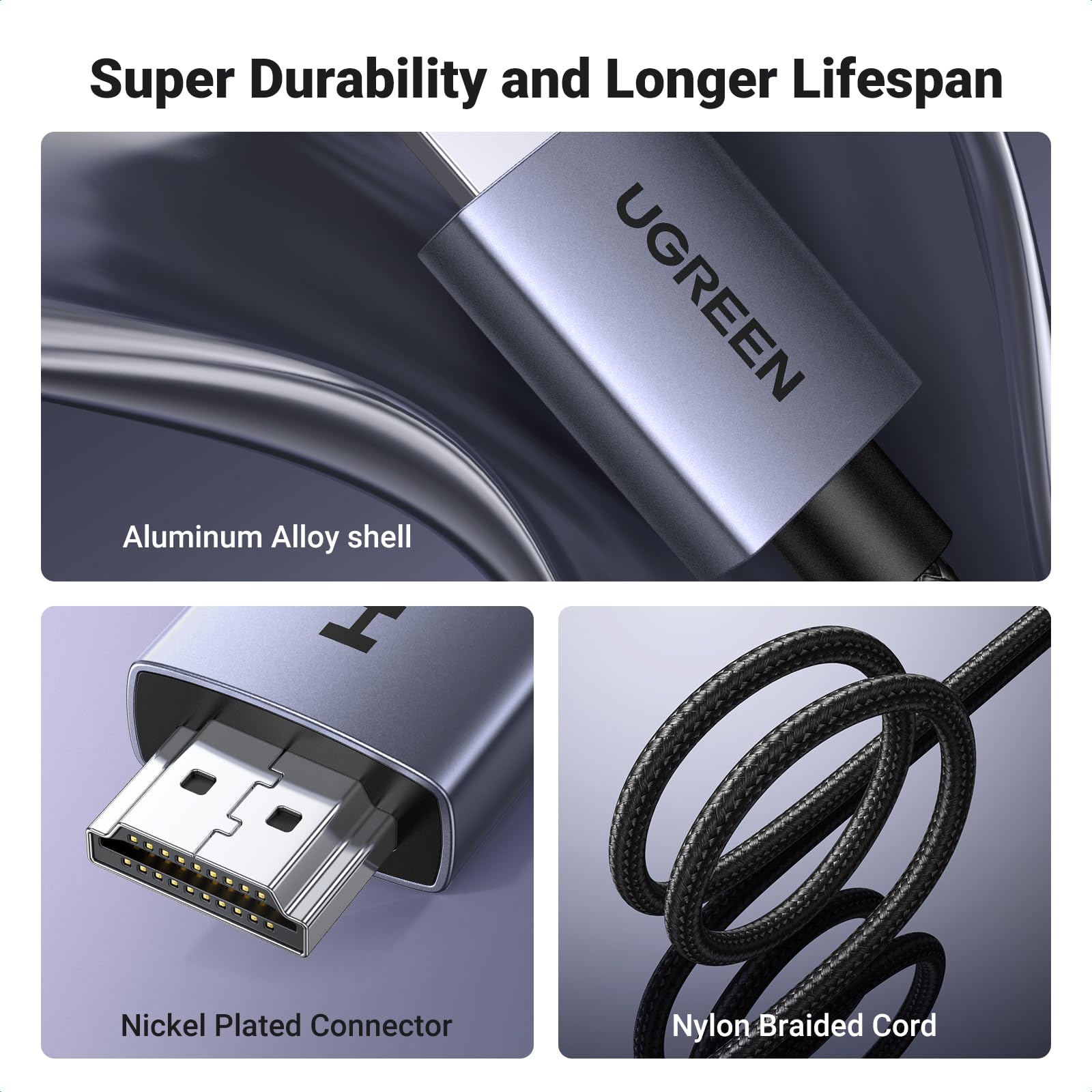 UGREEN HDMI Cable 2.0 4K@60Hz 1440P@144Hz 18Gbps High Speed with ARC HDR HDCP 2.2 - Compatible with PS5, Xbox, Soundbar, TV, Gaming Monitor, PC - Perfect for Home Theater, Gaming Setup & Office Use (2M/6.6ft)