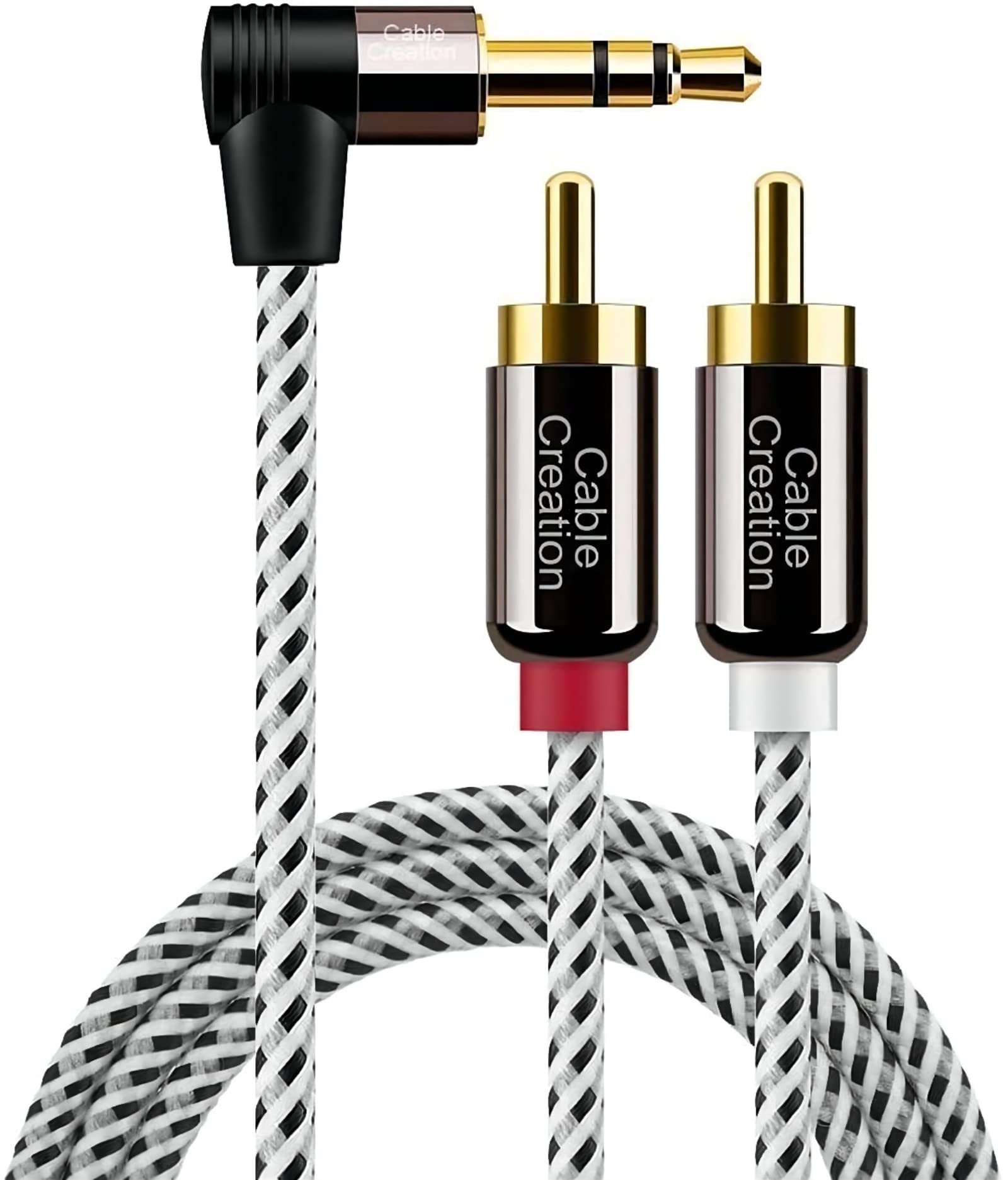 CableCreation 3.5mm to RCA Audio Cable - Gold-Plated Stereo Y Splitter Cord (10FT/3M) for Smartphones, MP3 Players, Tablets, Speakers, Echo Dot, Home Theater & HDTV - Perfect for Home Audio Setup & Entertainment Systems