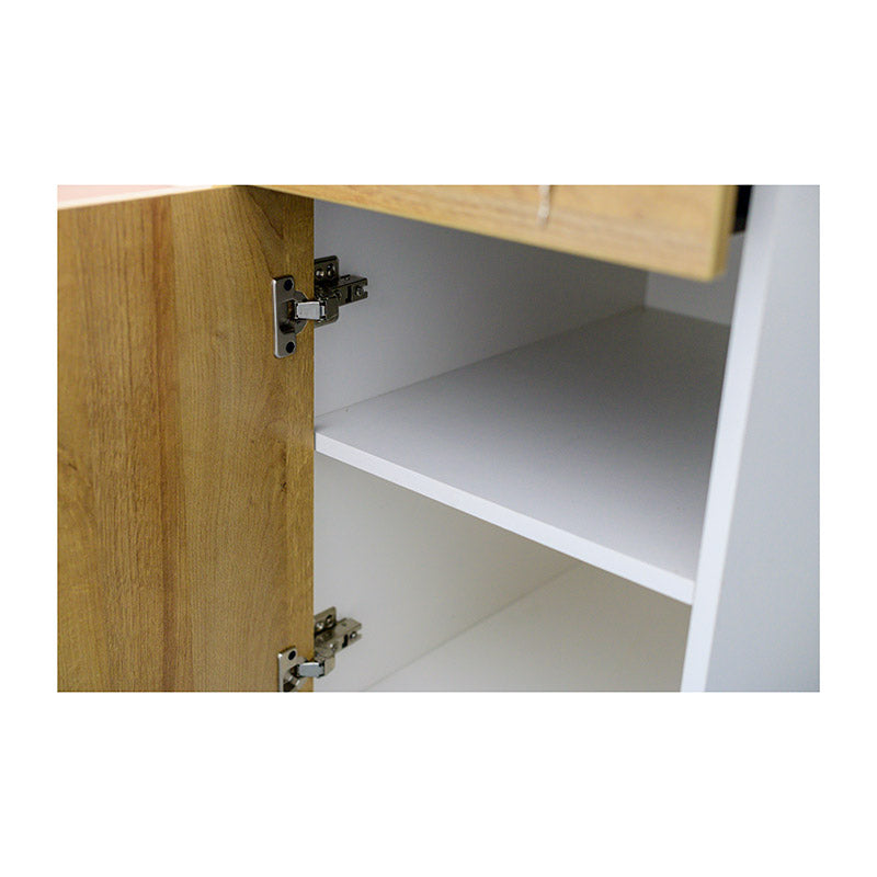 ZIVA 1.8M Left Panel Reception Desk - Modern Oak & White Office Furniture for Hotel, Clinic, and Corporate Lobby