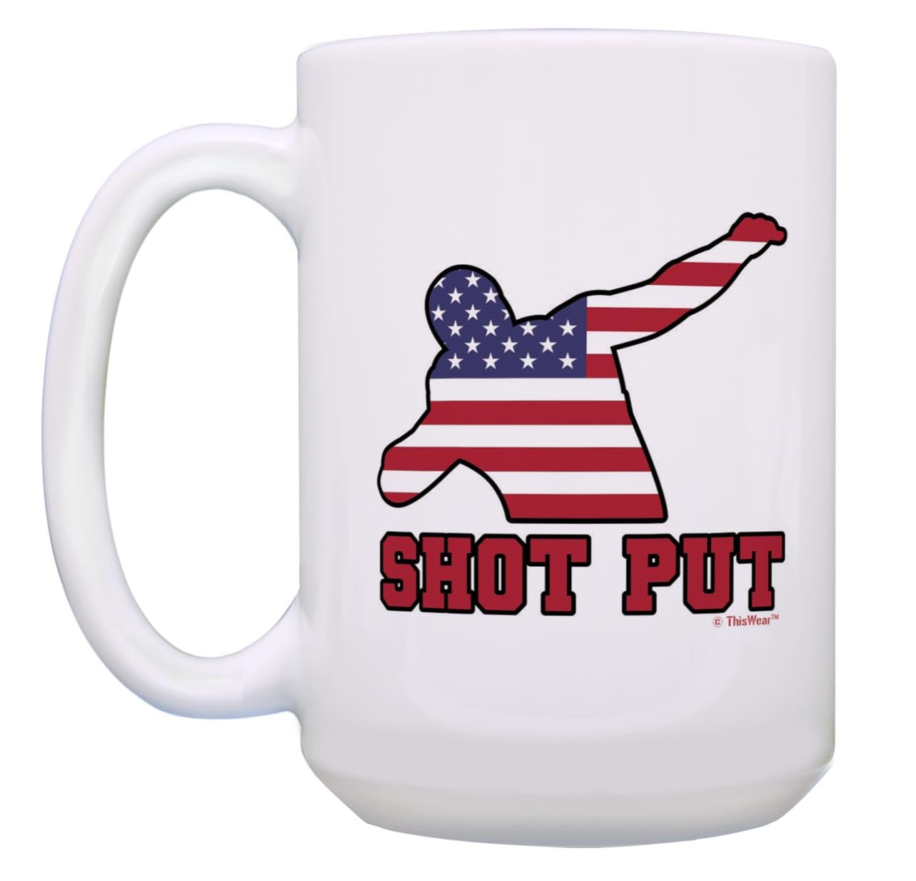 ThisWear USA Summer Sporting Events Gifts - 15oz Ceramic Coffee Mug with Handle for Shot Put Athletes & Sports Fans | Perfect for Track Meets, Training Sessions & Office Use