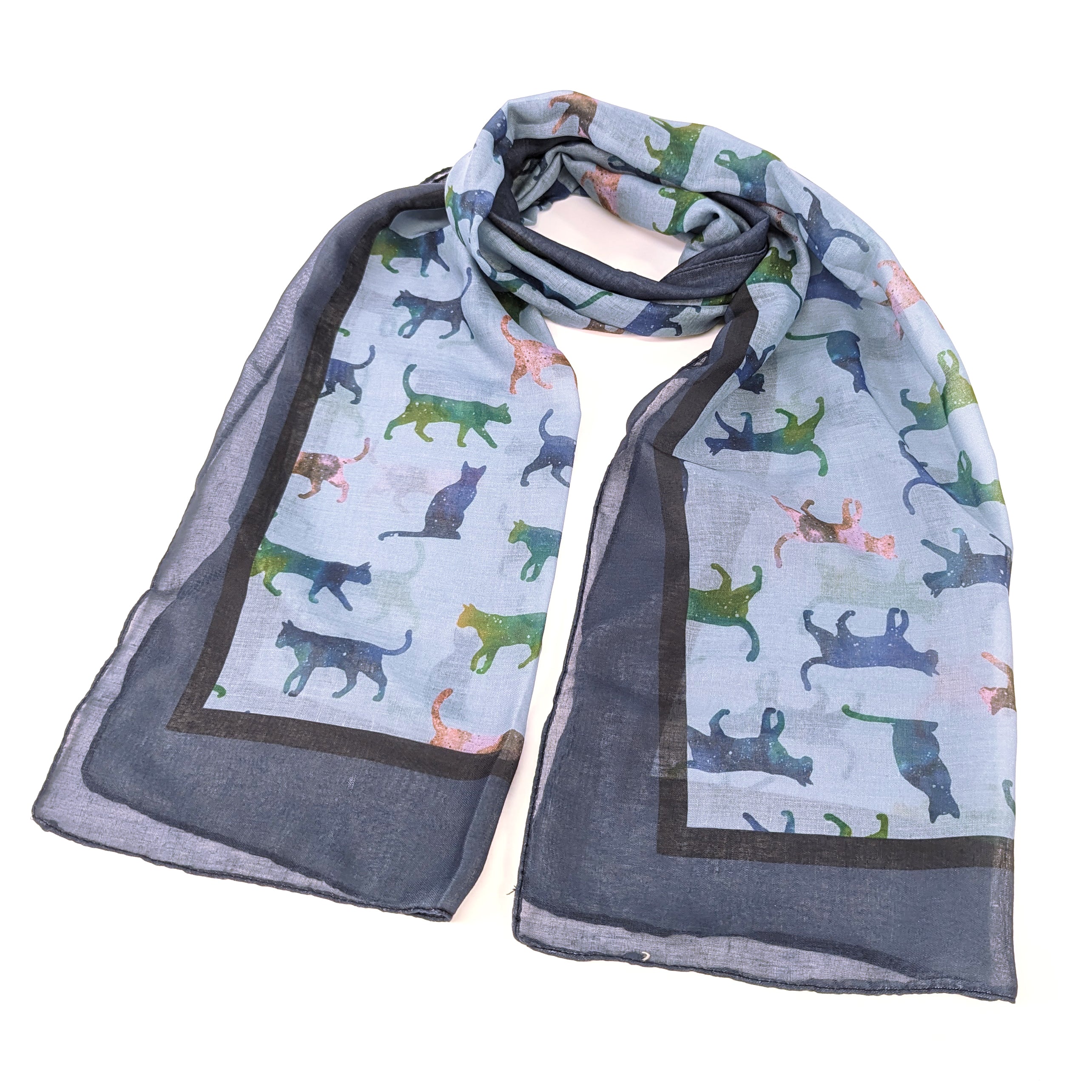 Clio The Cat Scarf - Soft Azure Blue Winter Scarf (50x180cm) for Women & Men | Warm Fashion Accessory for Cold Weather, Outdoor Activities & Holiday Gifts
