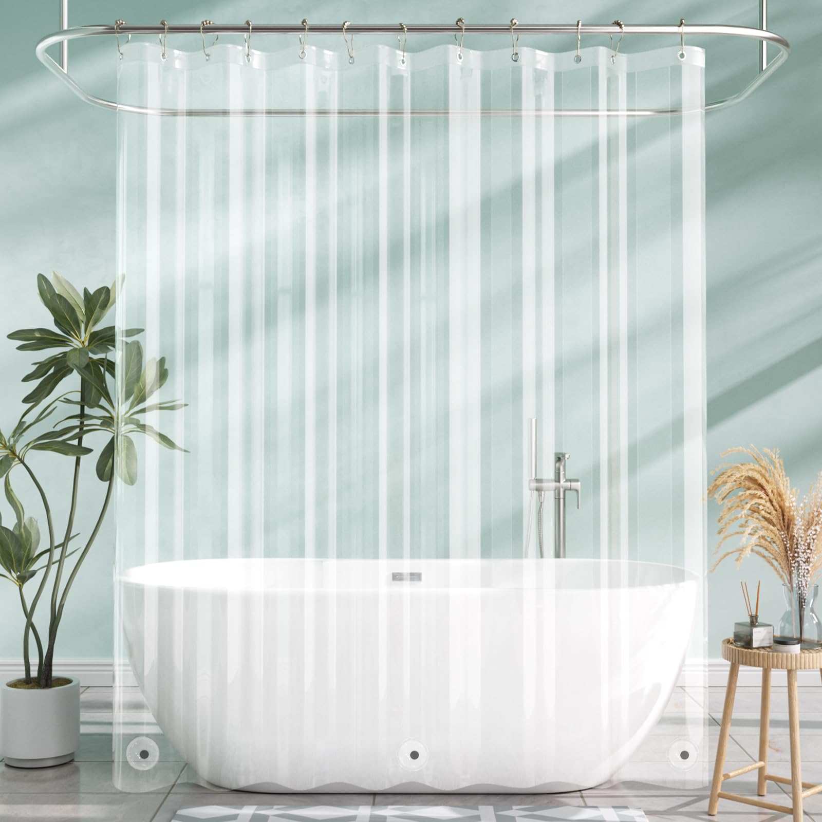 AmazerBath Extra Long Clear PEVA Shower Curtain Liner - 72x84 Inches, Waterproof Plastic Bathroom Liner with 3 Magnets for Tall Showers | Perfect for Large Bathtubs, Spacious Bathrooms & Hotel Use