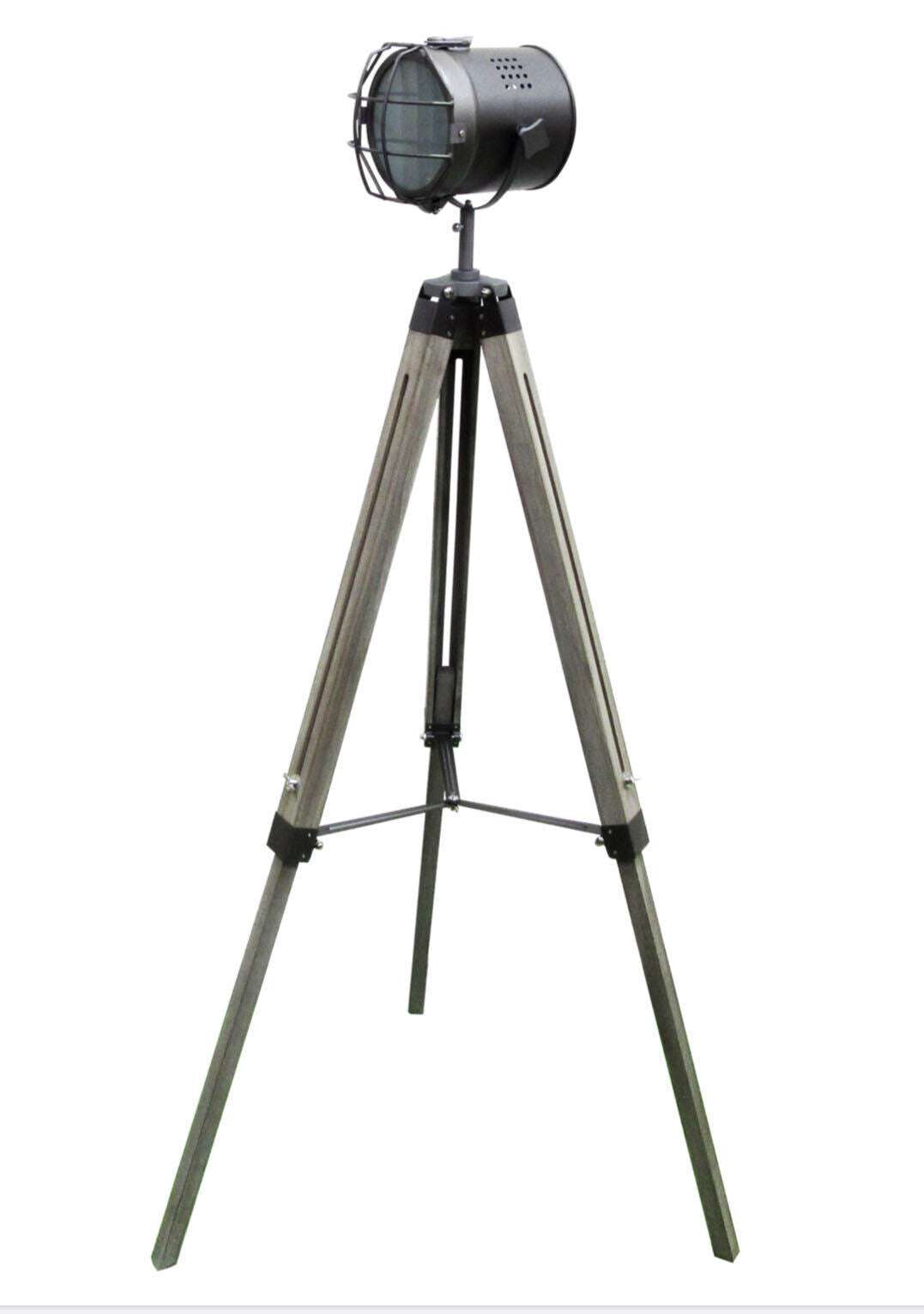 139cm Nautical Tripod Floor Lamp with Steel Grey Head - Adjustable Spotlight for Living Room, Bedroom, or Office - Modern Industrial Lighting for Home Decor