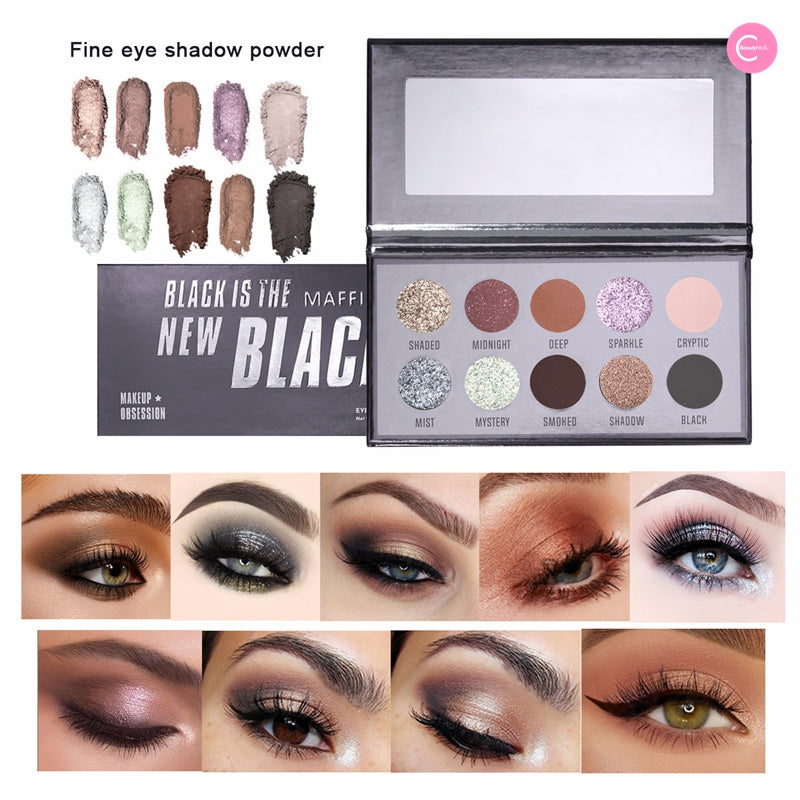 MAFFICK 10 Color Professional Eyeshadow Palette - Highly Pigmented, Long Lasting Makeup for Day & Night Looks - Perfect for Parties, Weddings & Everyday Wear