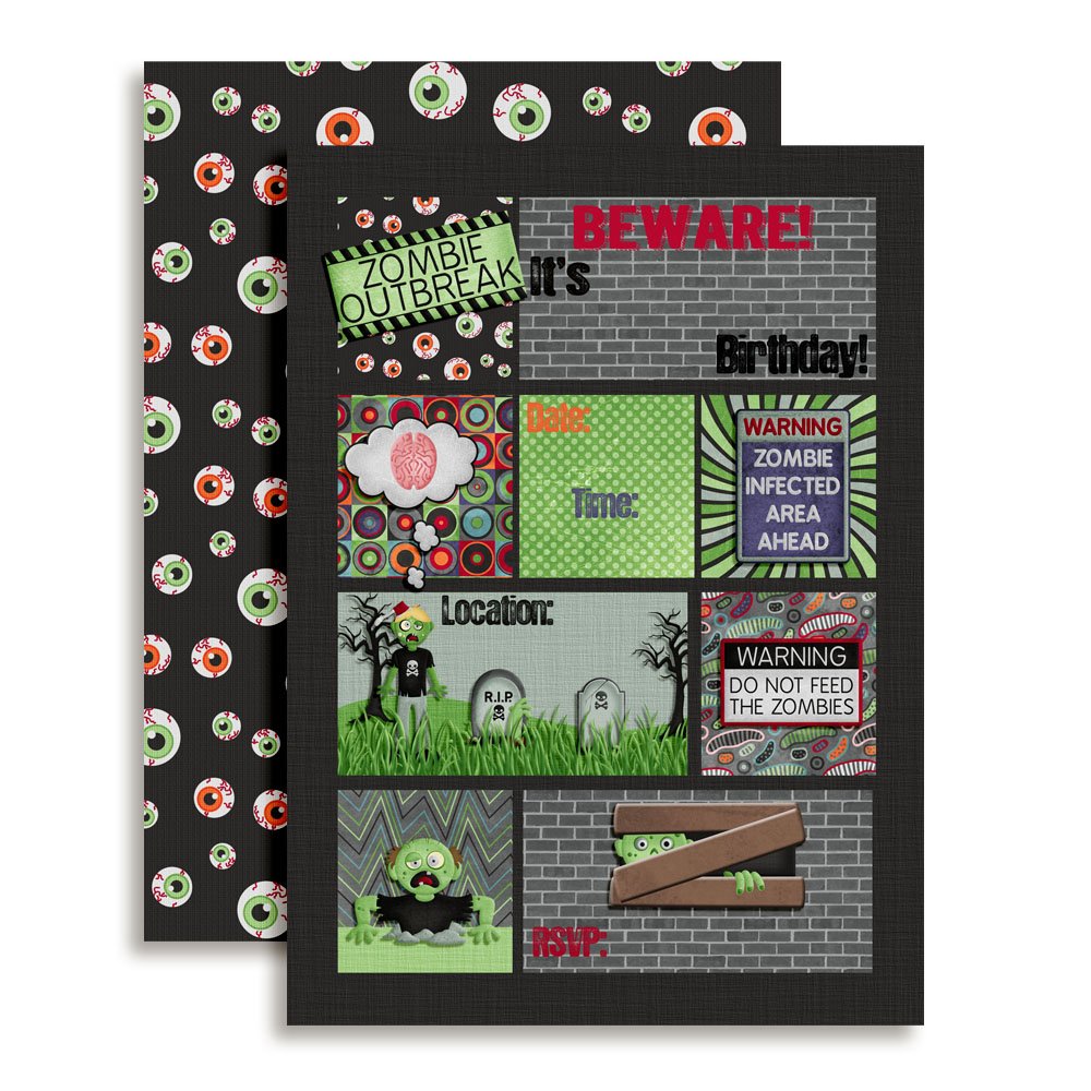 Zombie Outbreak Halloween Birthday Party Invitations - 20 Pack 5x7 Fill-in Cards with Envelopes | Spooky Horror Theme for Halloween Parties, Costume Events & Scary Celebrations | Perfect for Adults & Teens
