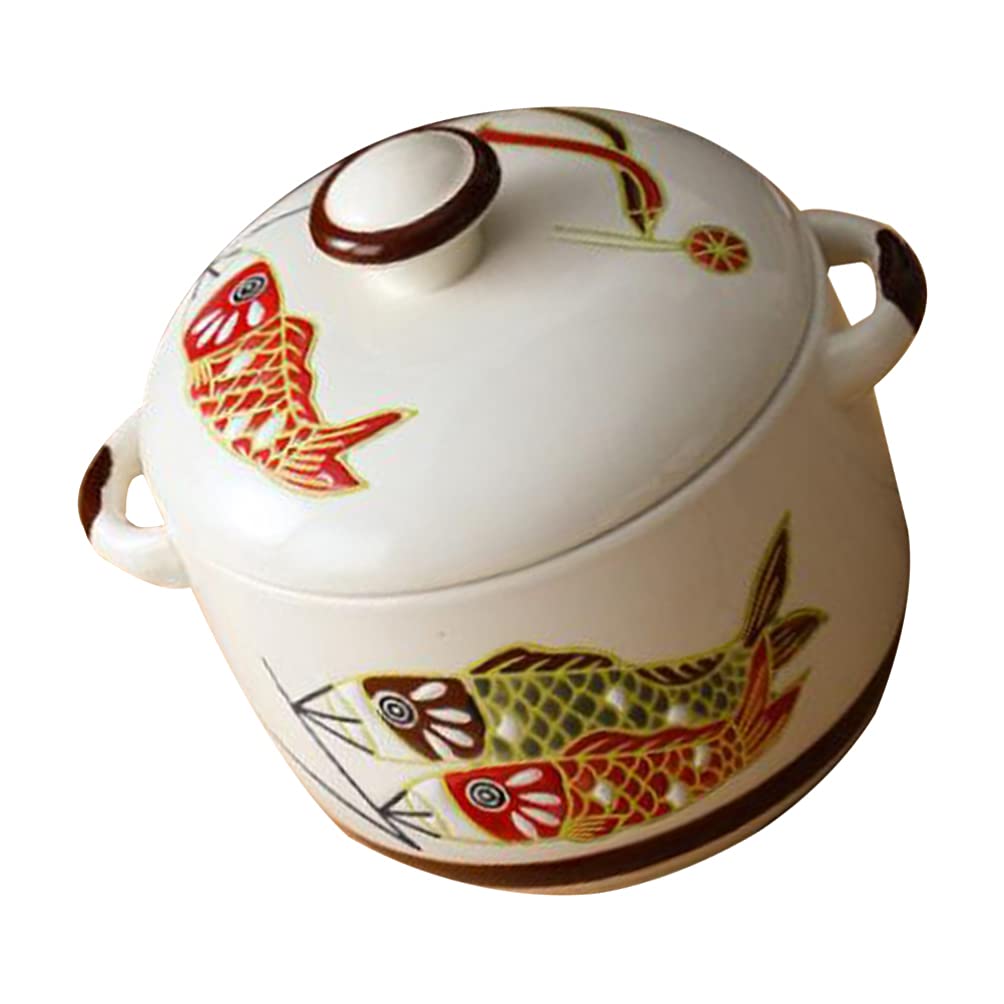 Premium Hemoton 1000ml Ceramic Stockpot with Lid - Japanese Round Stew Pot for Stovetop Cooking, Hot Pot, Soup & Stews | Perfect for Home Kitchen Use, Family Dinners & Asian Cuisine Preparation