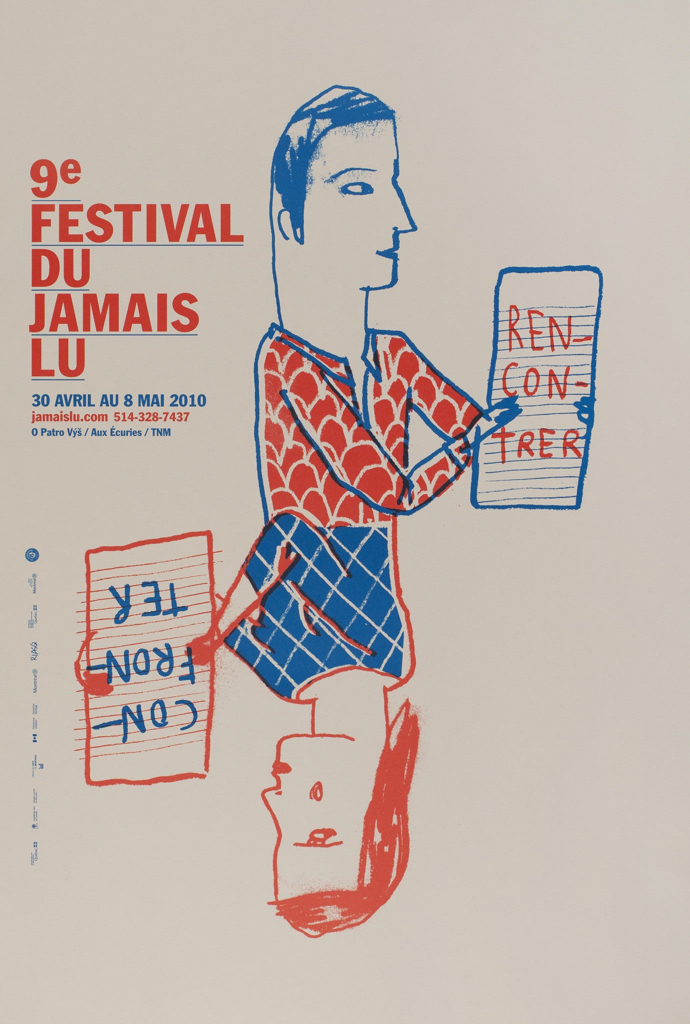 2010 Original Poster - 9th Festival du Jamais Lu by Catherine Lepage for Publicité Sauvage - Vintage Art Print for Home Decor & Office Wall Art