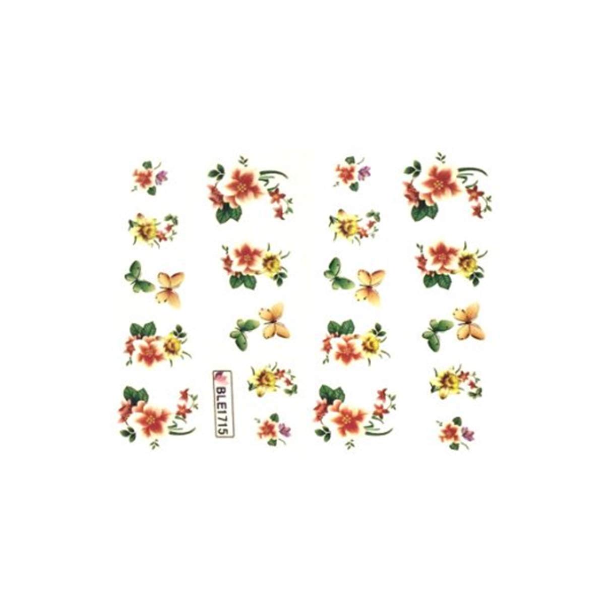 Wrapables Water Transfer Nail Stickers - Floral & Butterfly Nail Art Decals for DIY Manicures (6 Sheets) - Perfect for Home, Salon & Party Nail Designs
