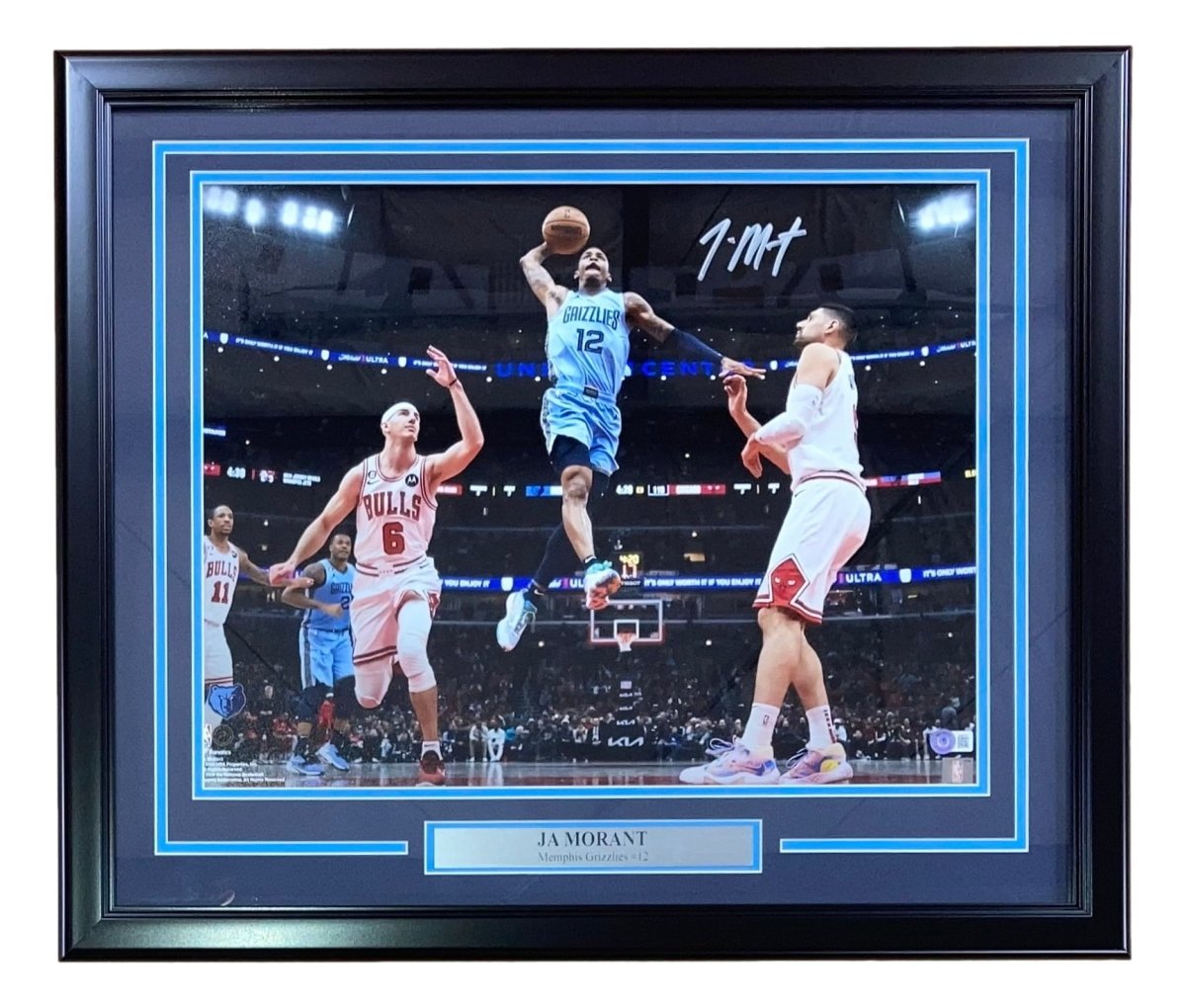 Authentic Ja Morant Autographed Framed 16x20 Photo - Memphis Grizzlies vs Chicago Bulls Game - Limited Edition NBA Memorabilia - Perfect for Sports Collectors, Man Cave Decor, and Basketball Fan Gifts
