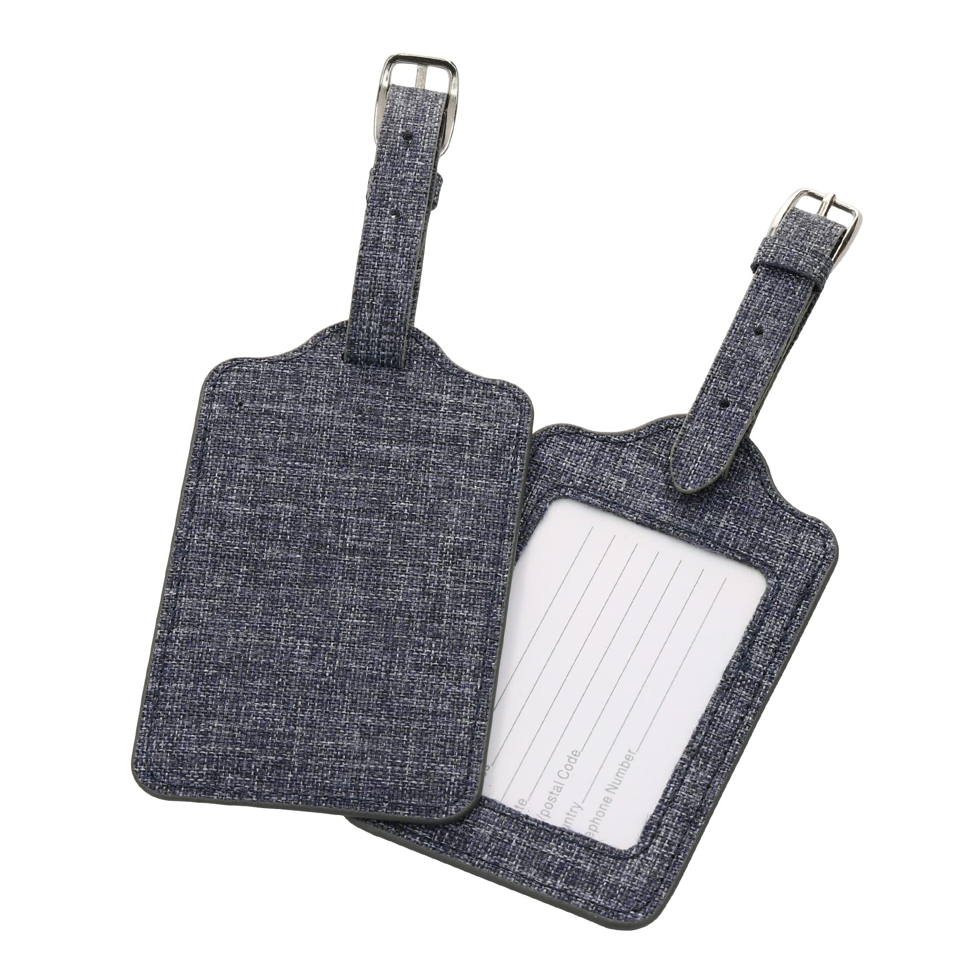 kwmobile Luggage Tags - 2 Pack Fabric ID Label Holders with Name & Address Cards for Travel, Suitcases, Backpacks & Bags - Dark Blue | Perfect for Airports, Cruises & Business Trips
