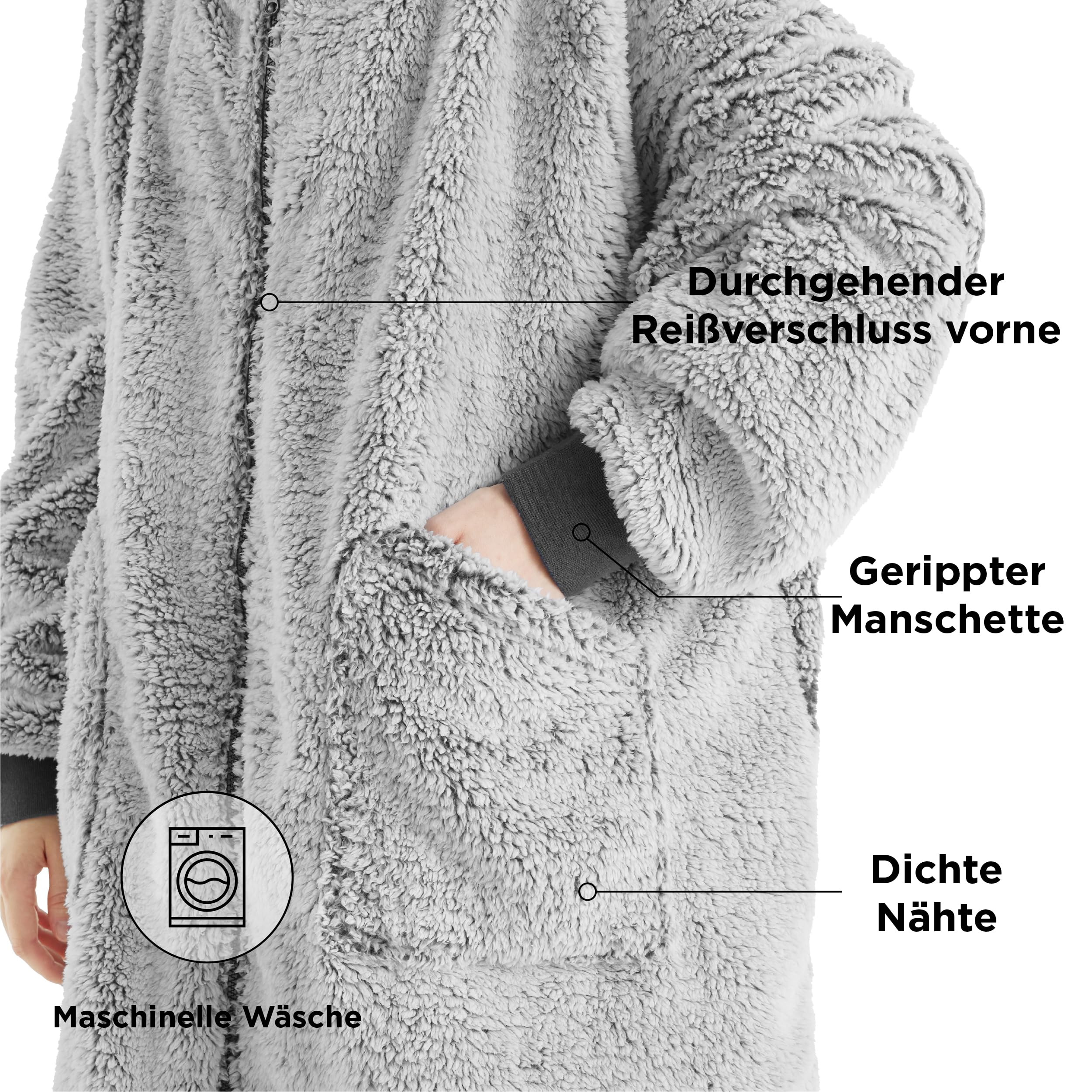 BEDSURE Wearable Blanket with Sleeves and Hood - Ultra Soft Sherpa Hoodie Blanket for Adults, Cozy Fleece Snuggie for TV Watching, Gaming, Reading & Lounging at Home